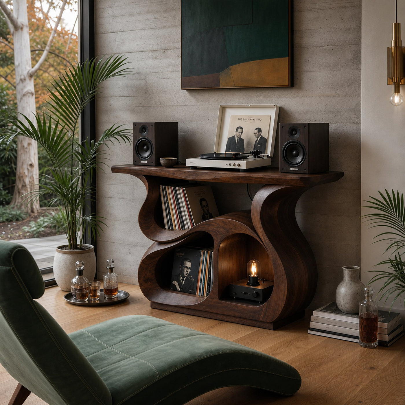 Modern Record Storage Cabinet For Music Lounge Space - product view 7