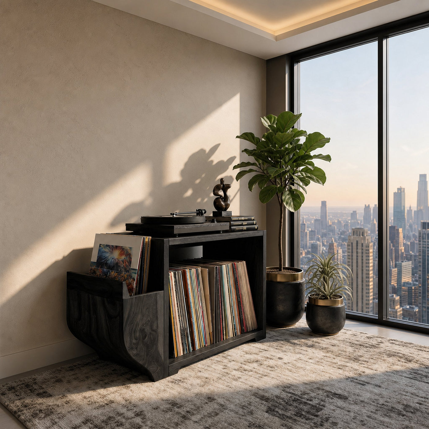 Modern Record Storage Cabinet Urban Penthouse - product view 4