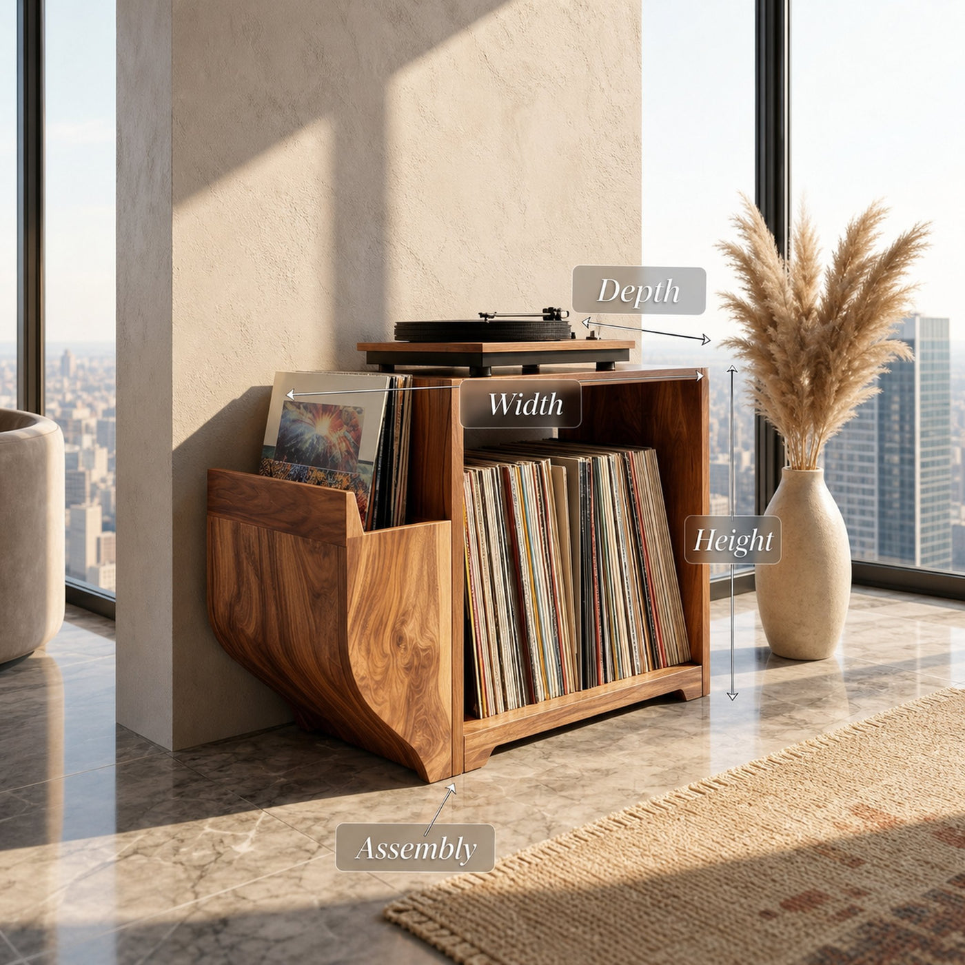 Modern Record Storage Cabinet Urban Penthouse - product view 8