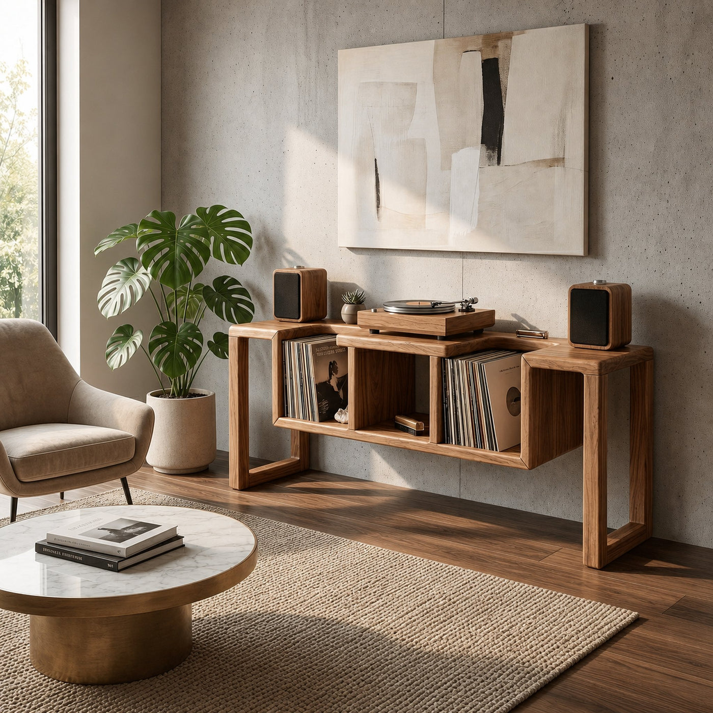 Modern Record Storage Stand For Lounge