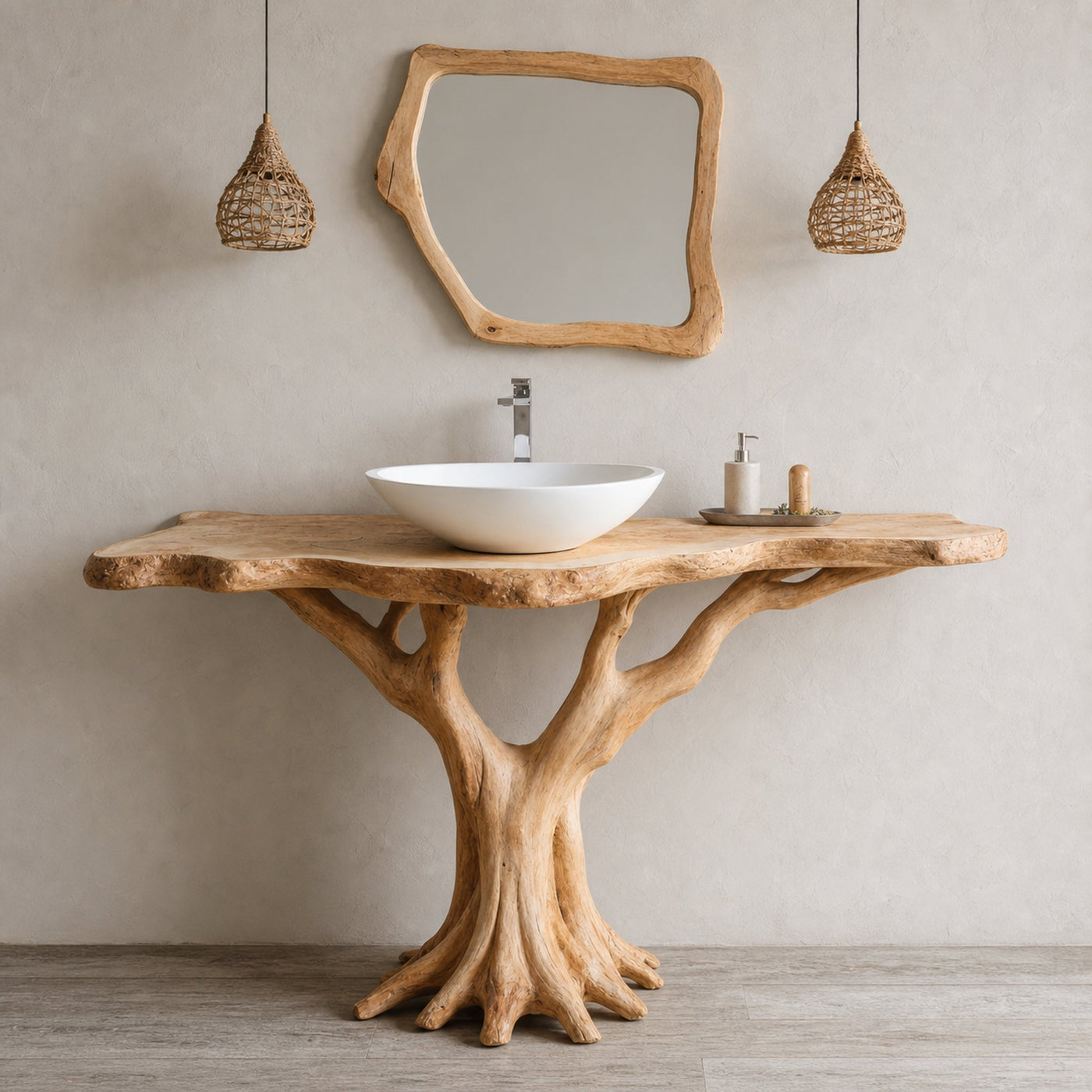 Modern Rustic Bathroom Vanity With Solid Wood Construction