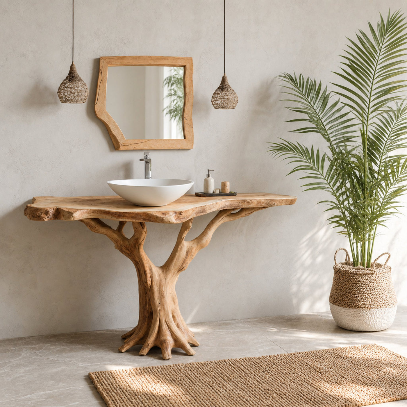 Modern Rustic Bathroom Vanity With Solid Wood Construction - product view 2