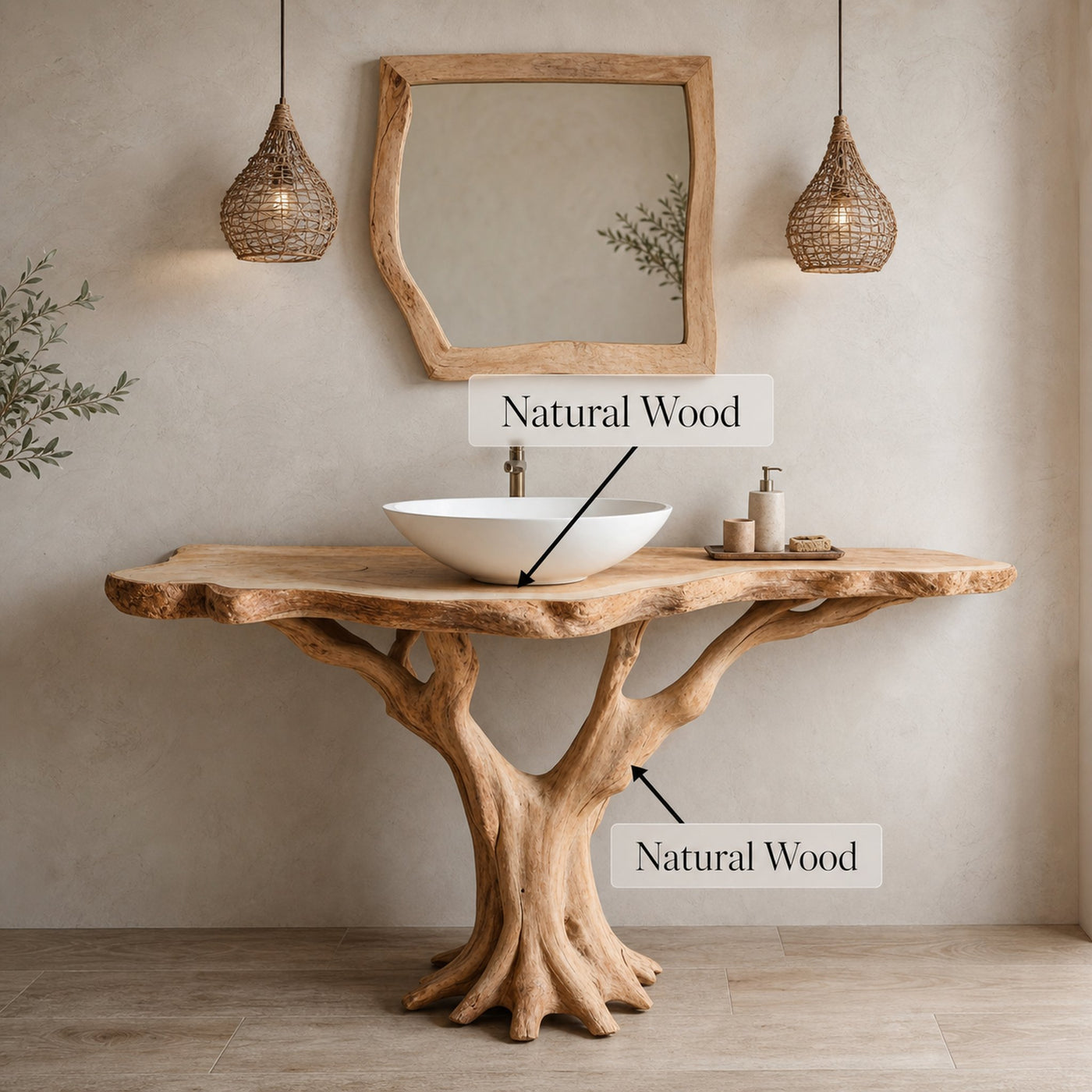 Modern Rustic Bathroom Vanity With Solid Wood Construction - product view 5