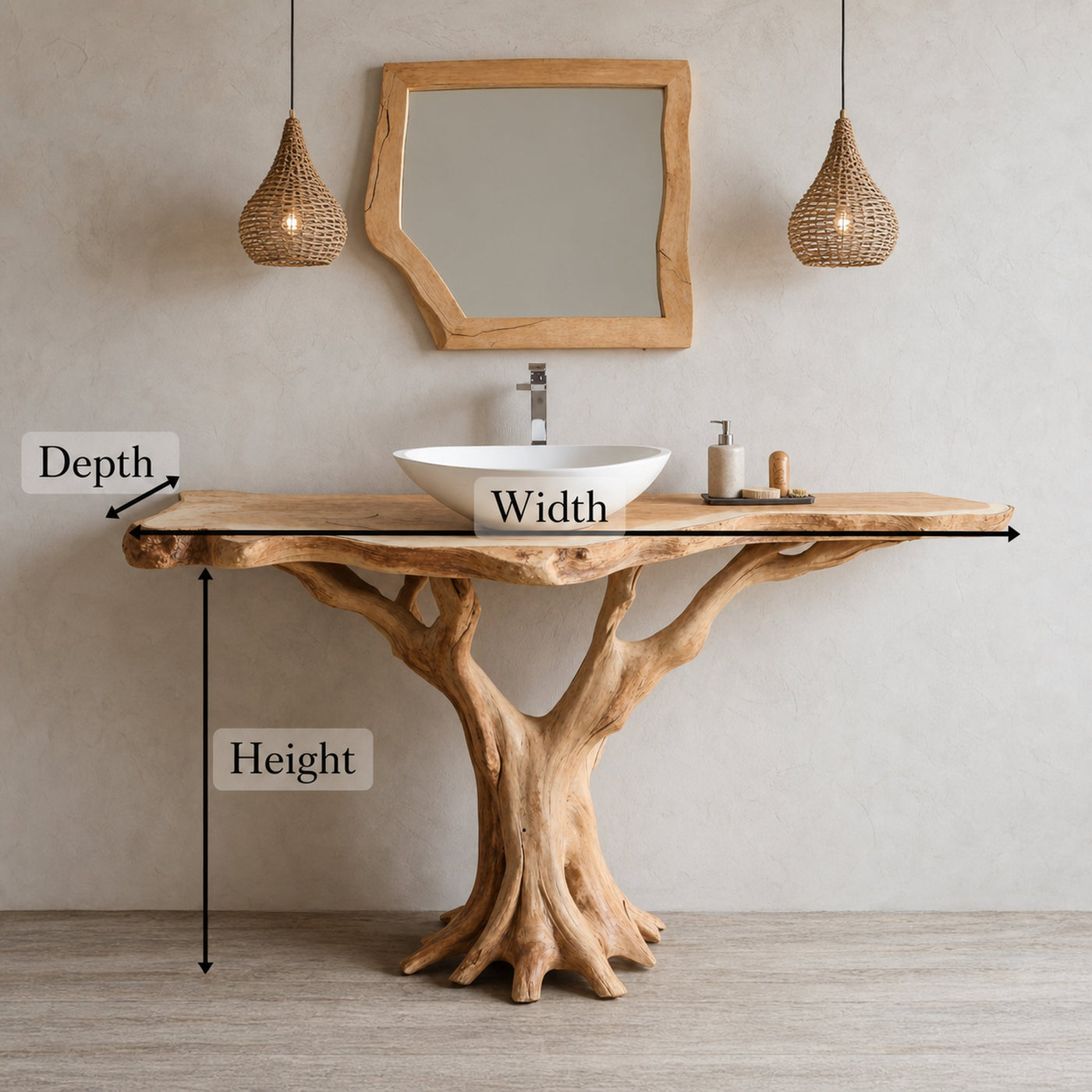 Modern Rustic Bathroom Vanity With Solid Wood Construction - product view 6