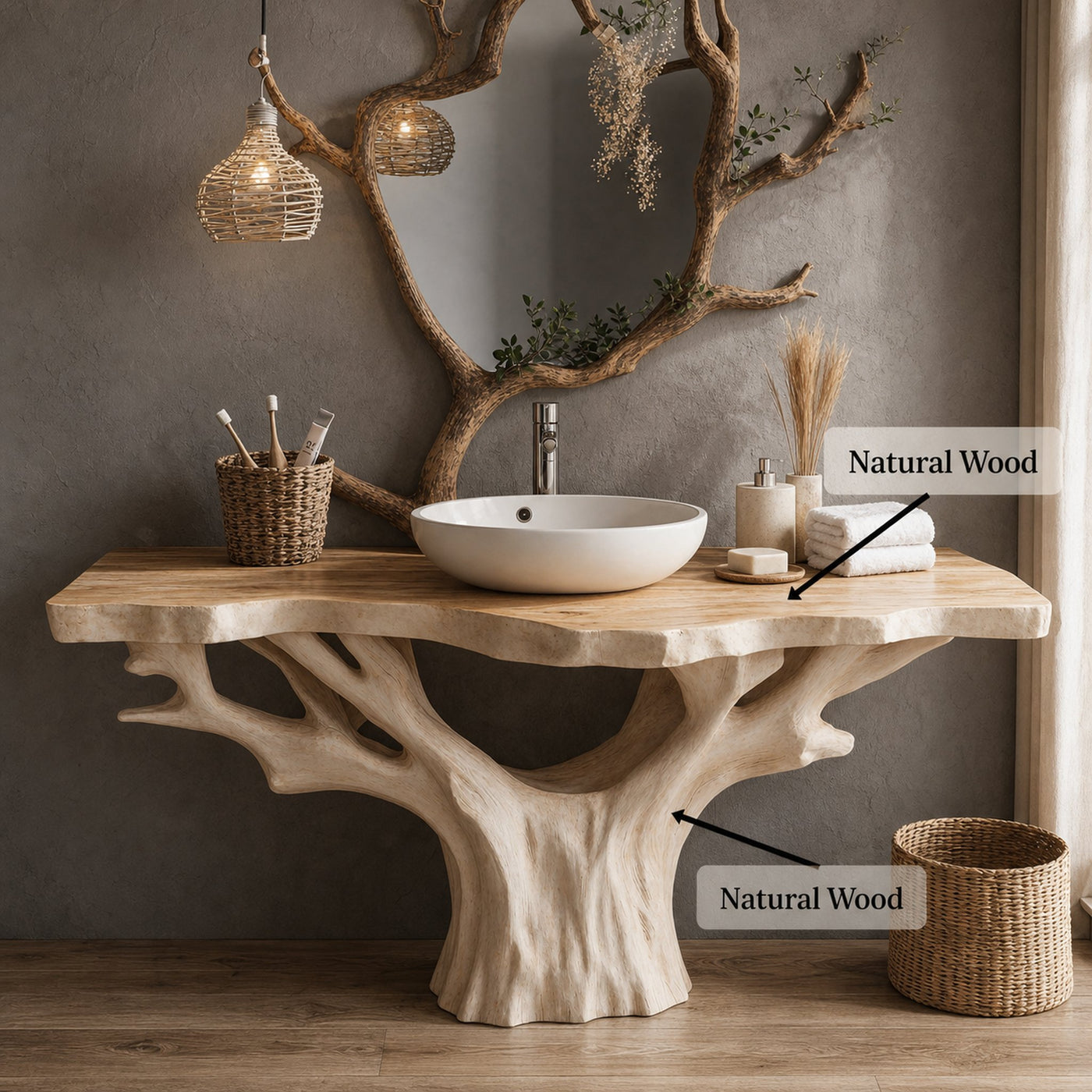 Modern Rustic Solid Wood Bathroom Vanity for Cozy Bathroom Spaces - product view 6