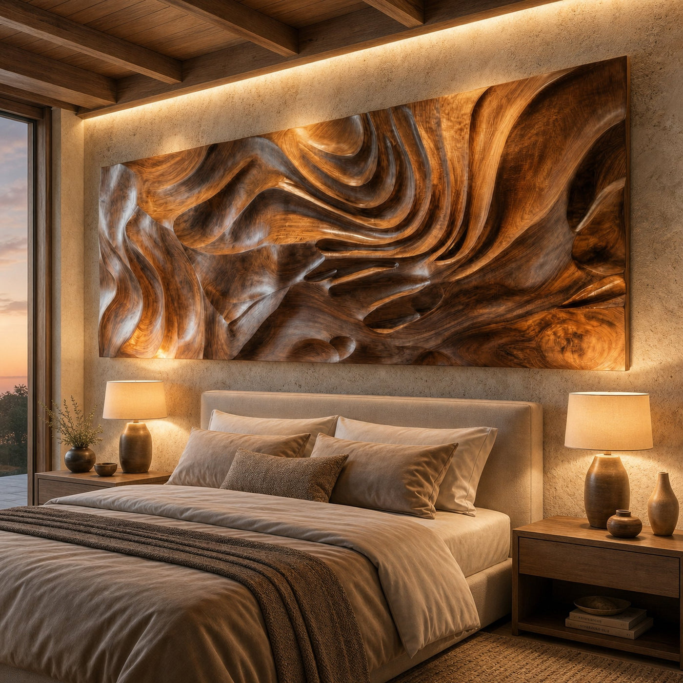 Modern Sculptural Abstract Wood Wall Art Living Room Wall Decor - product view 2