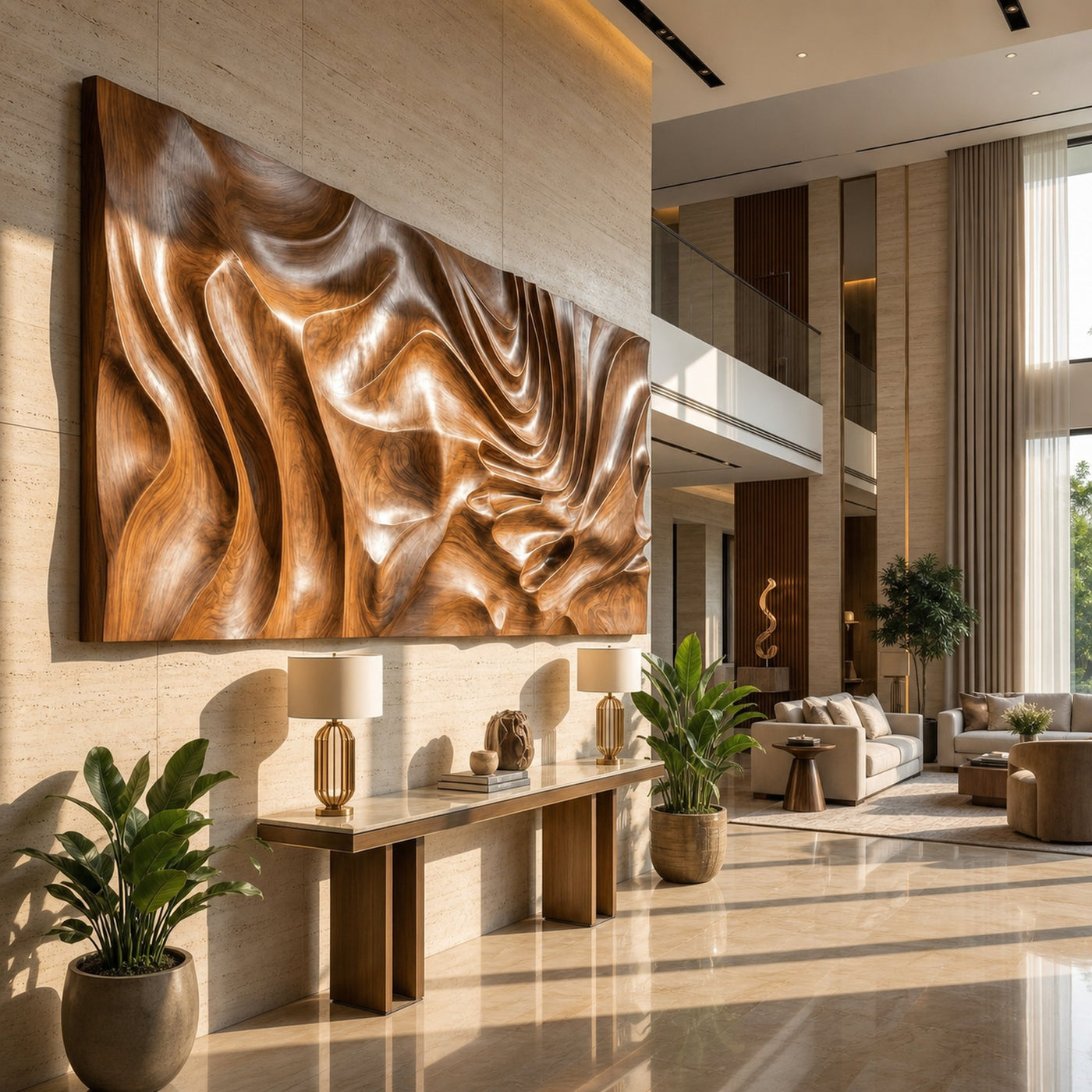 Modern Sculptural Abstract Wood Wall Art Living Room Wall Decor - product view 3