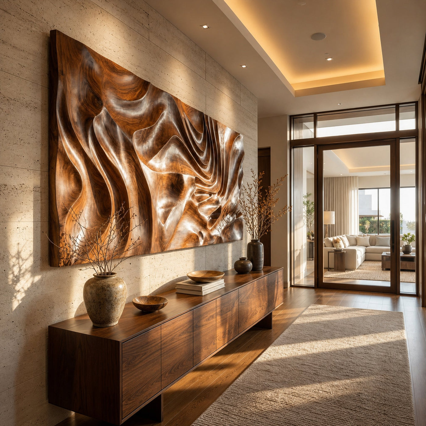 Modern Sculptural Abstract Wood Wall Art Living Room Wall Decor - product view 4