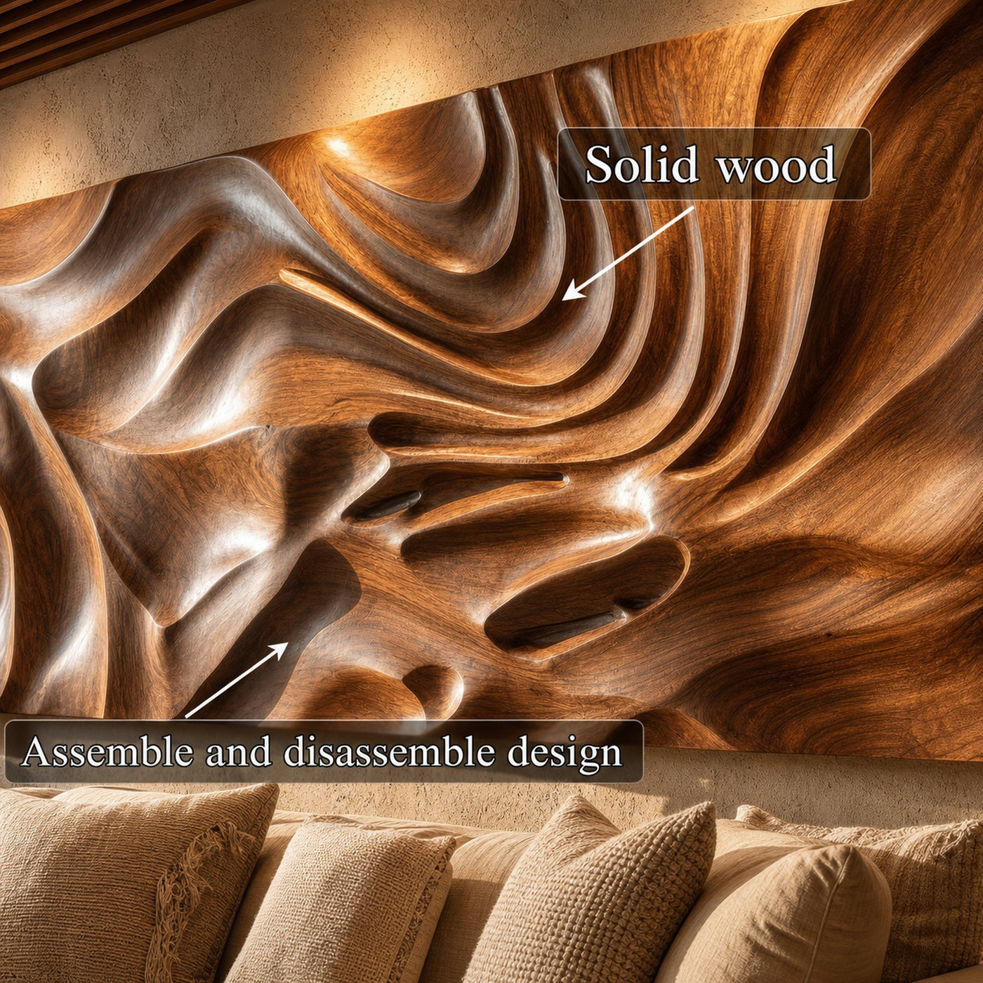 Modern Sculptural Abstract Wood Wall Art Living Room Wall Decor - product view 5