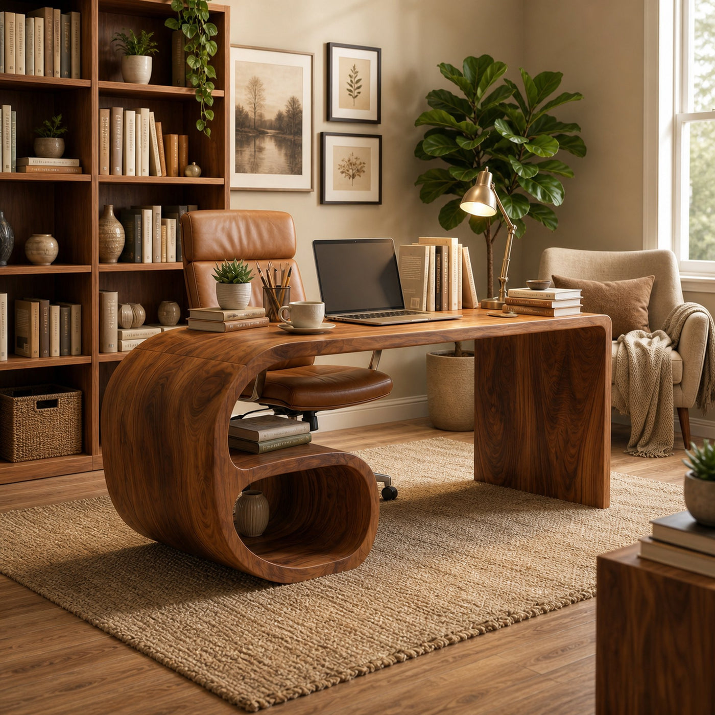 Modern Sculptural Desk For Home Office And Study Room