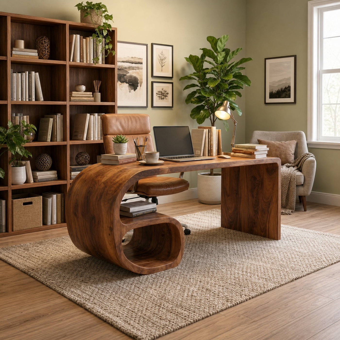 Modern Sculptural Desk For Home Office And Study Room - product view 2
