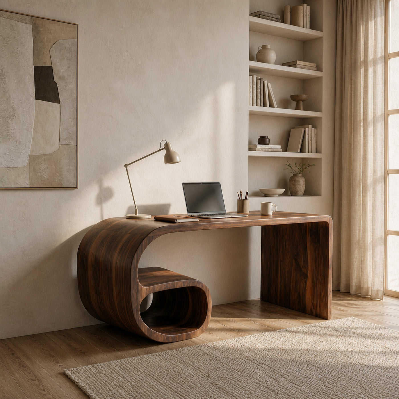 Modern Sculptural Desk For Home Office And Study Room - product view 3