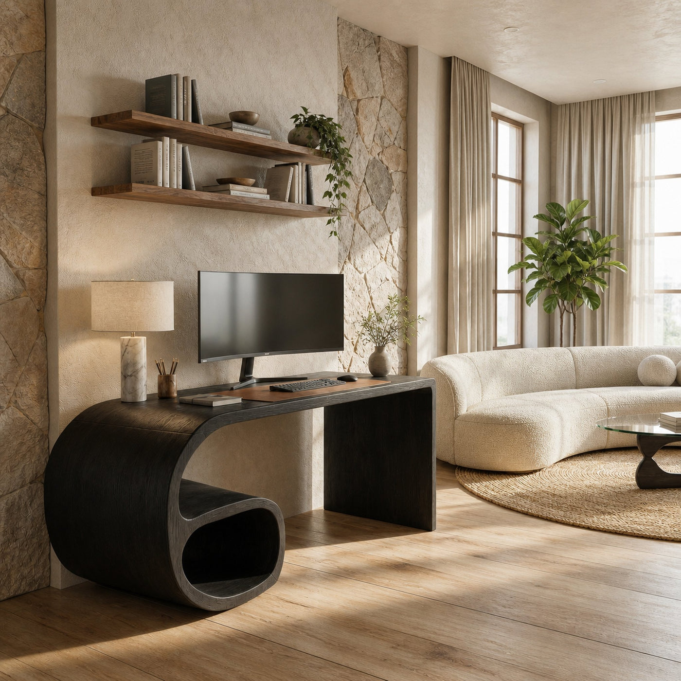 Modern Sculptural Desk For Home Office And Study Room - product view 4