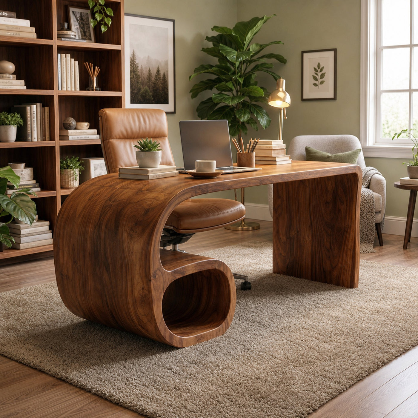 Modern Sculptural Desk For Home Office And Study Room - product view 6