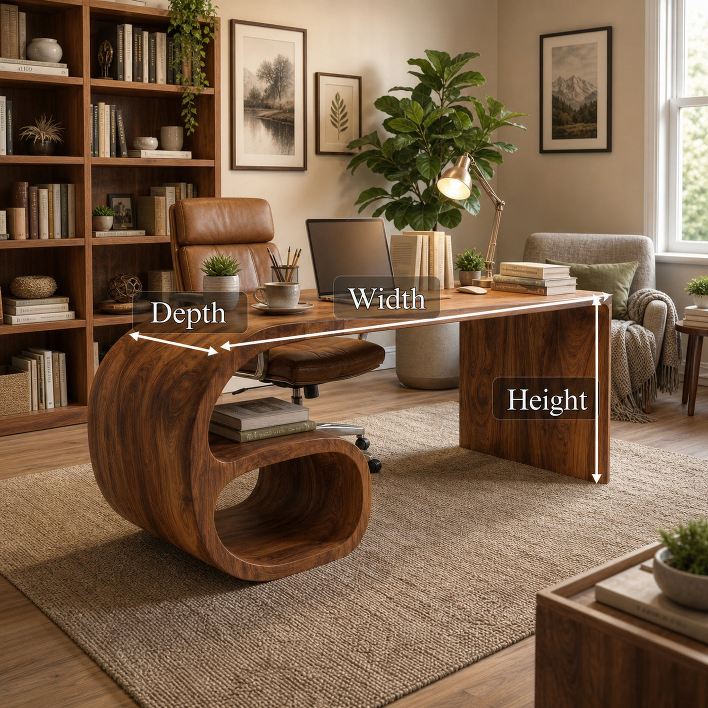 Modern Sculptural Desk For Home Office And Study Room - product view 7