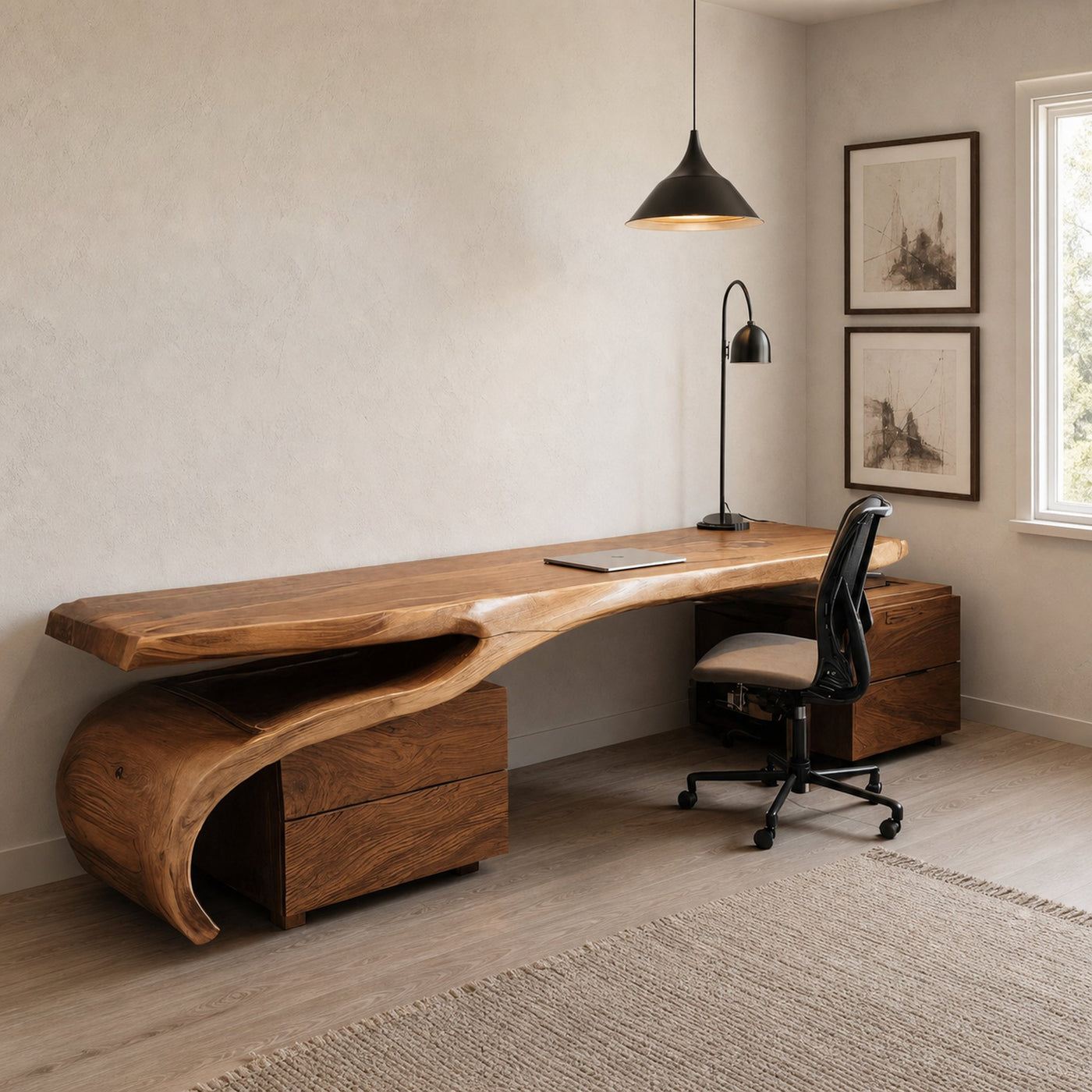 Modern Sculptural Desk With Flowing Design For Home Office