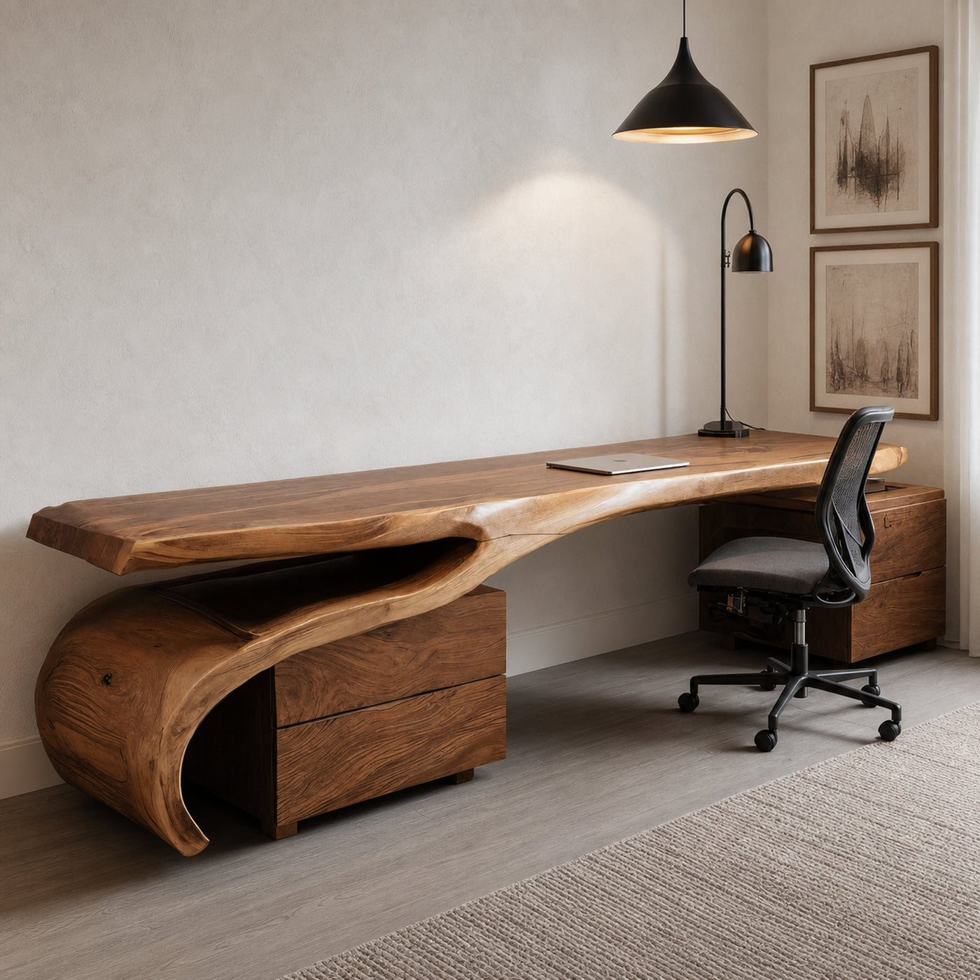 Modern Sculptural Desk With Flowing Design For Home Office - product view 2