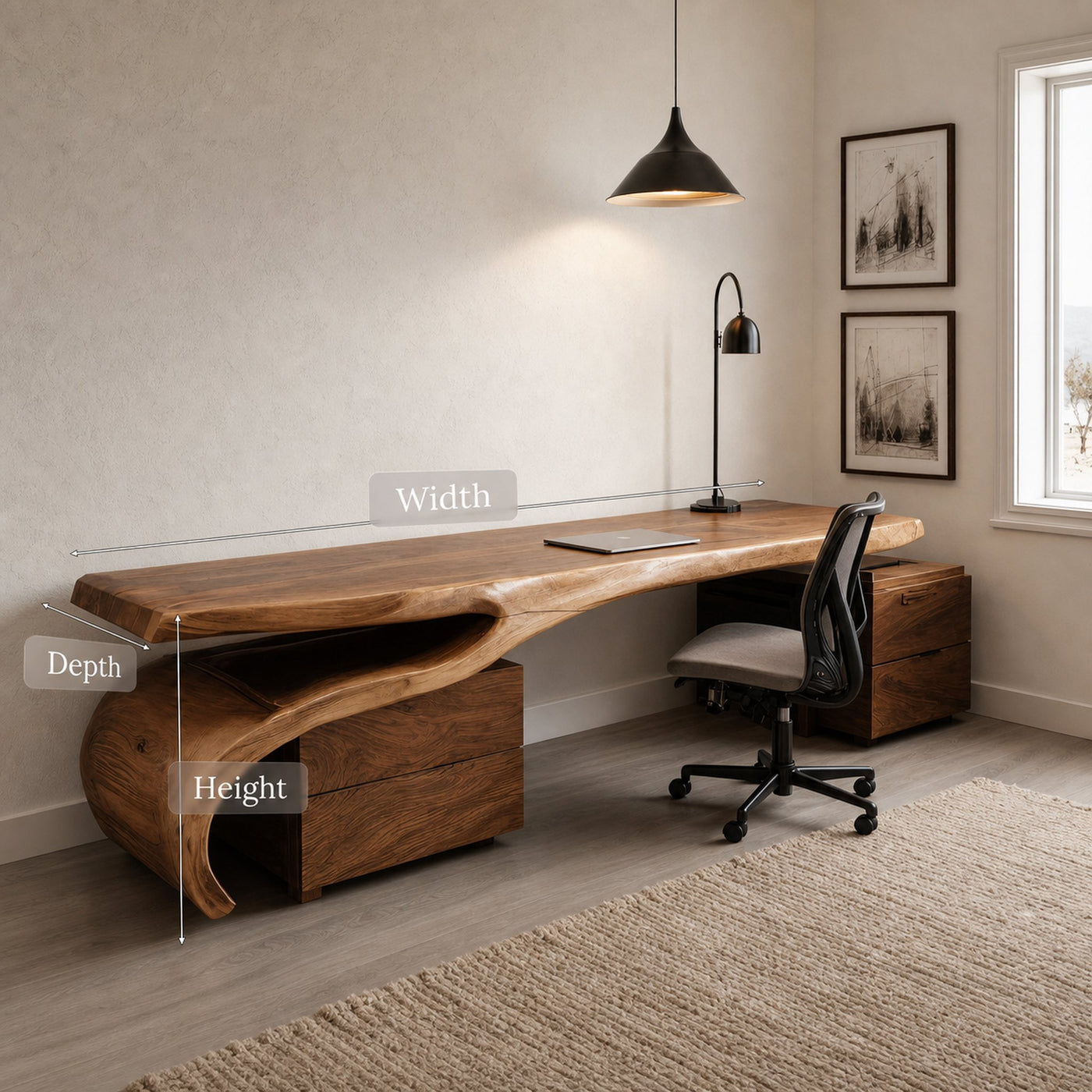 Modern Sculptural Desk With Flowing Design For Home Office - product view 6