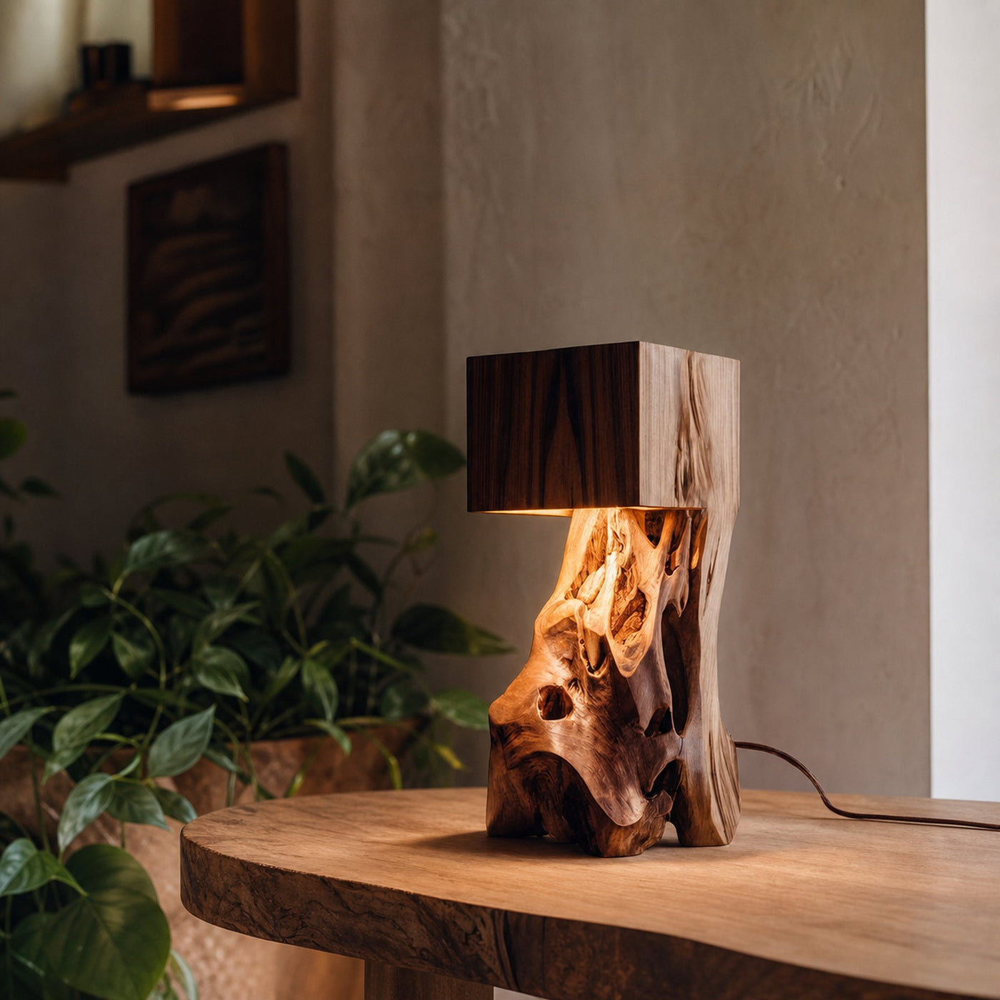 Modern Sculptural Driftwood Table Lamp For Bedroom Living Room Ambient Lighting Decor - product view 2