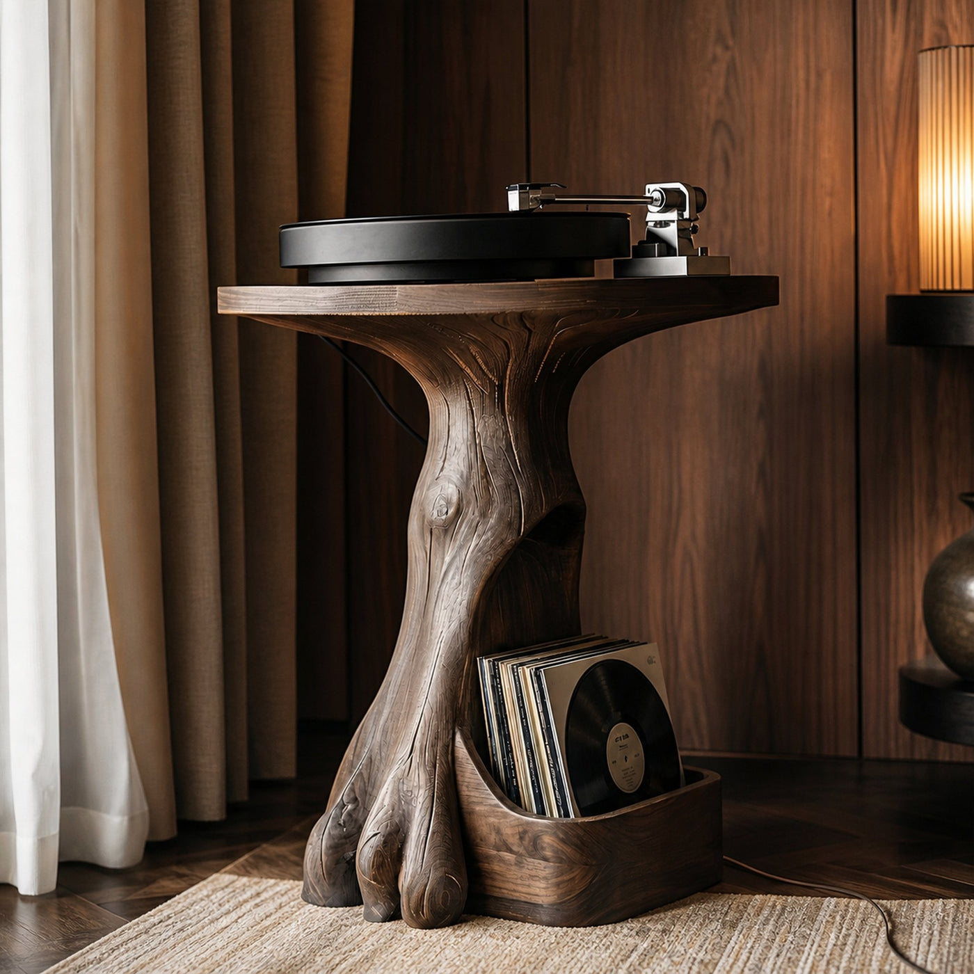 Modern Sculptural Tree Record Player Stand Vinyl Living Room