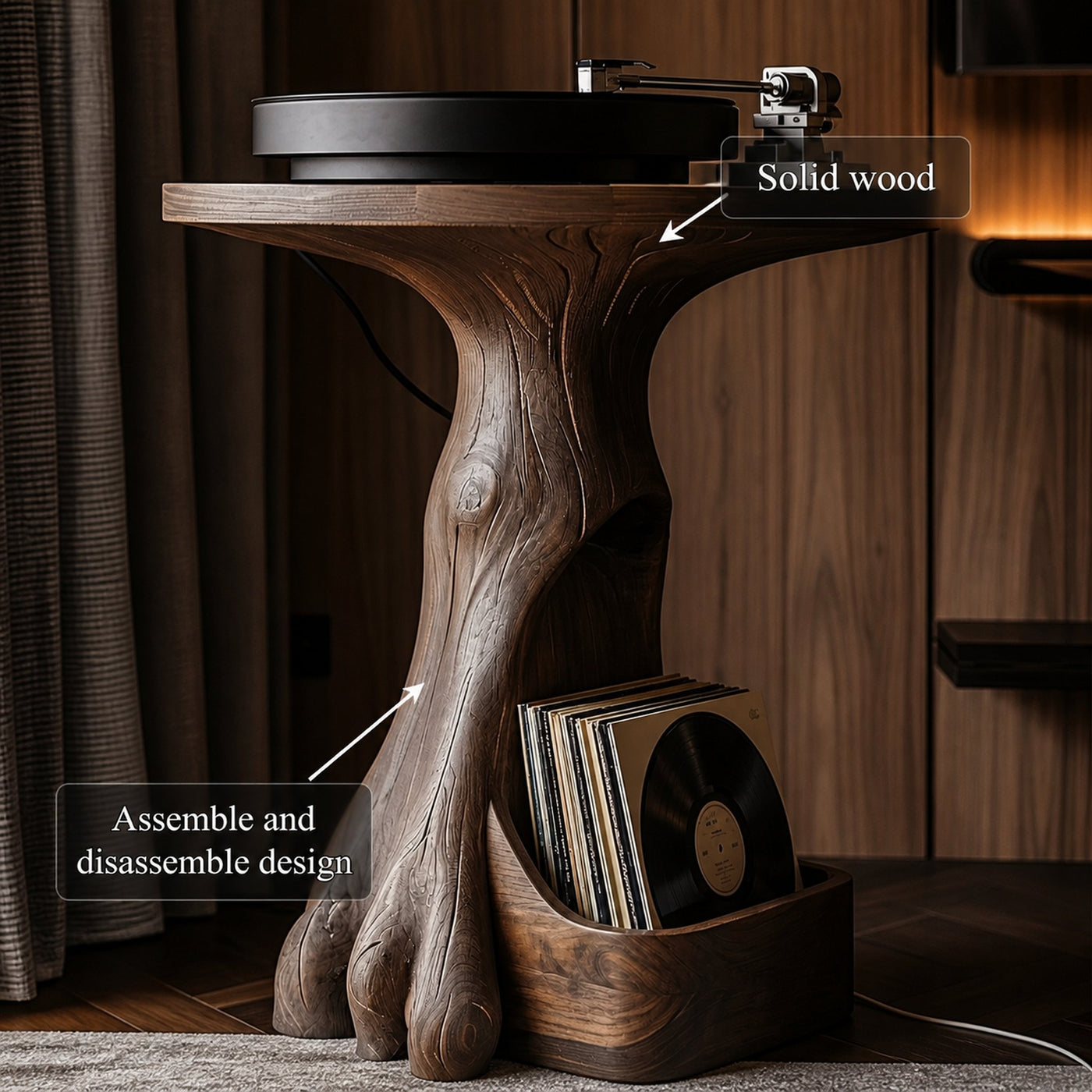Modern Sculptural Tree Record Player Stand Vinyl Living Room - product view 5