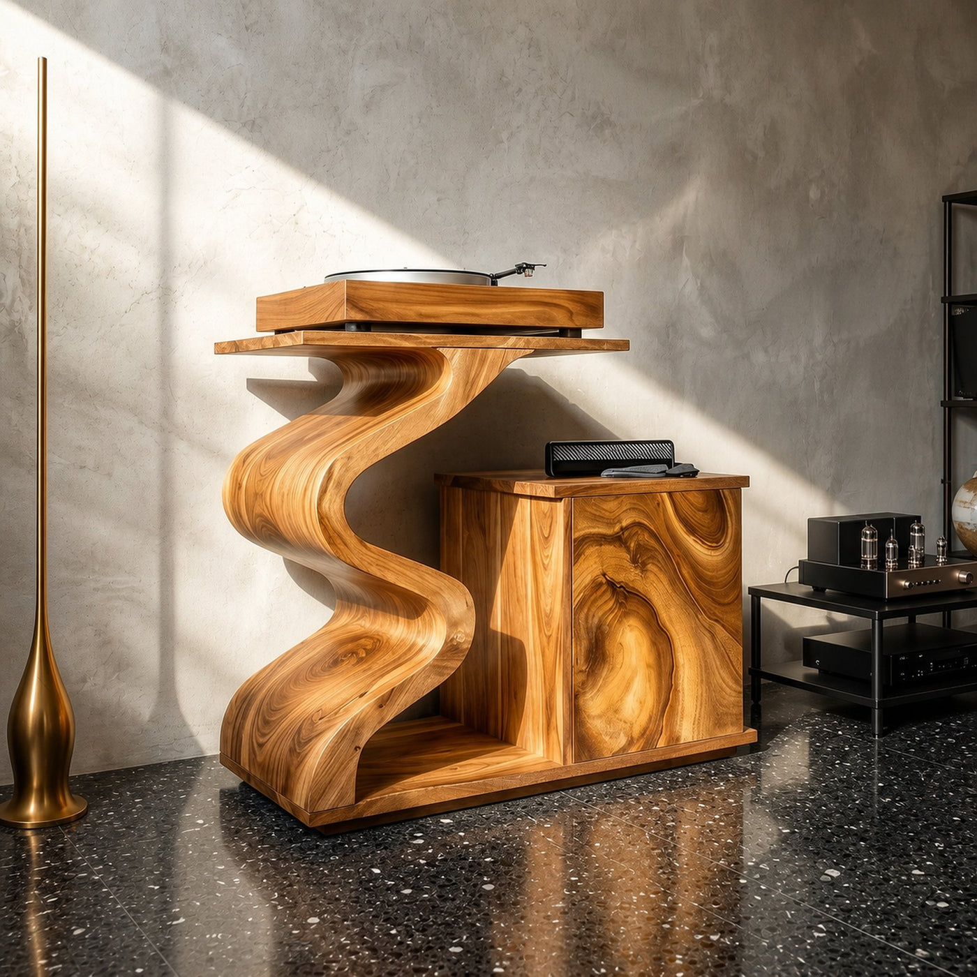 Modern Sculptural Turntable Stand Audio Lounge