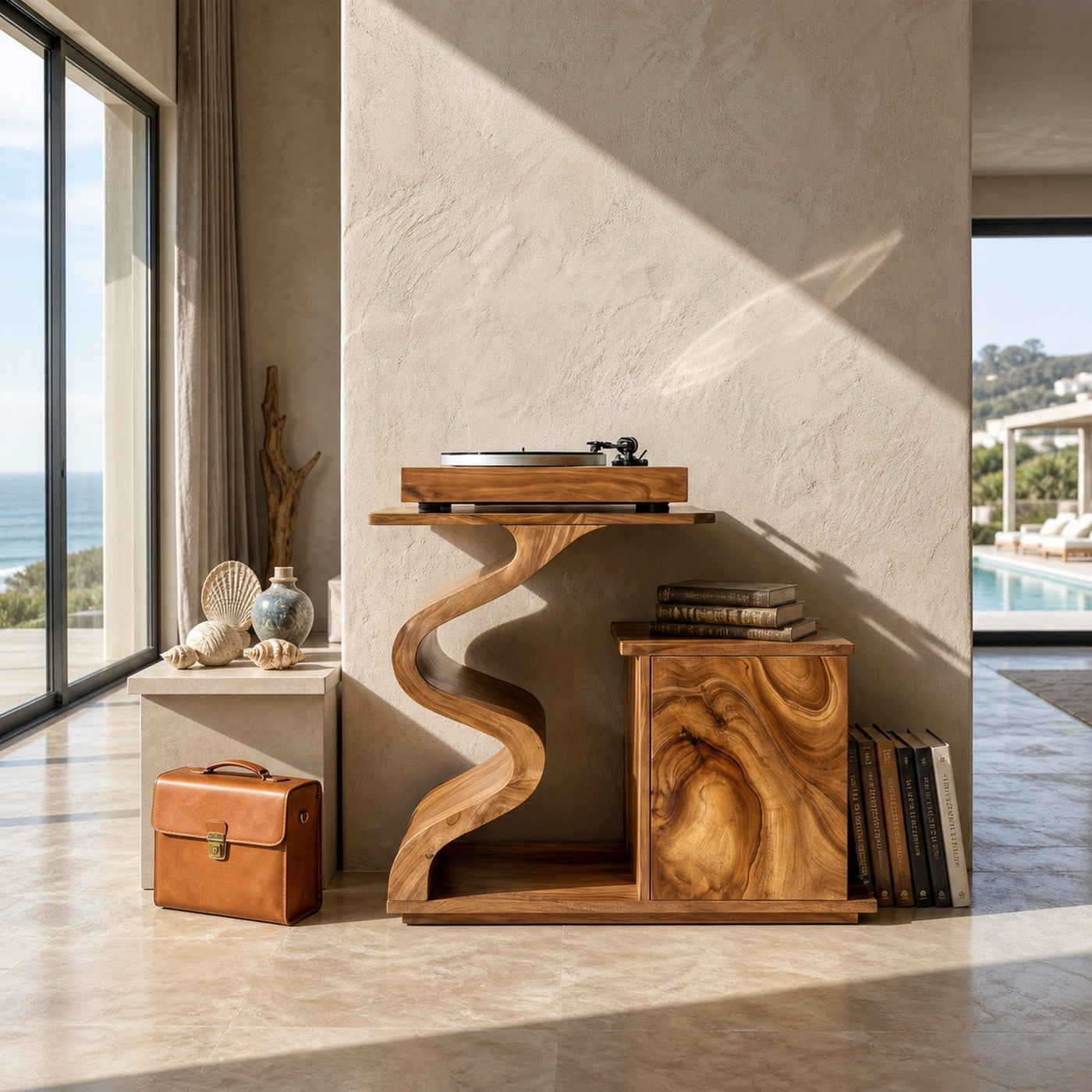 Modern Sculptural Turntable Stand Audio Lounge - product view 3