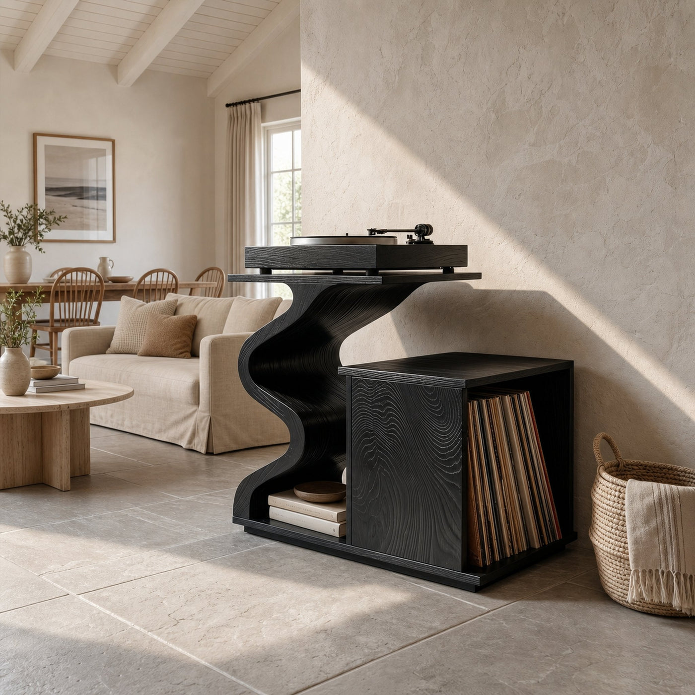 Modern Sculptural Turntable Stand Audio Lounge - product view 4