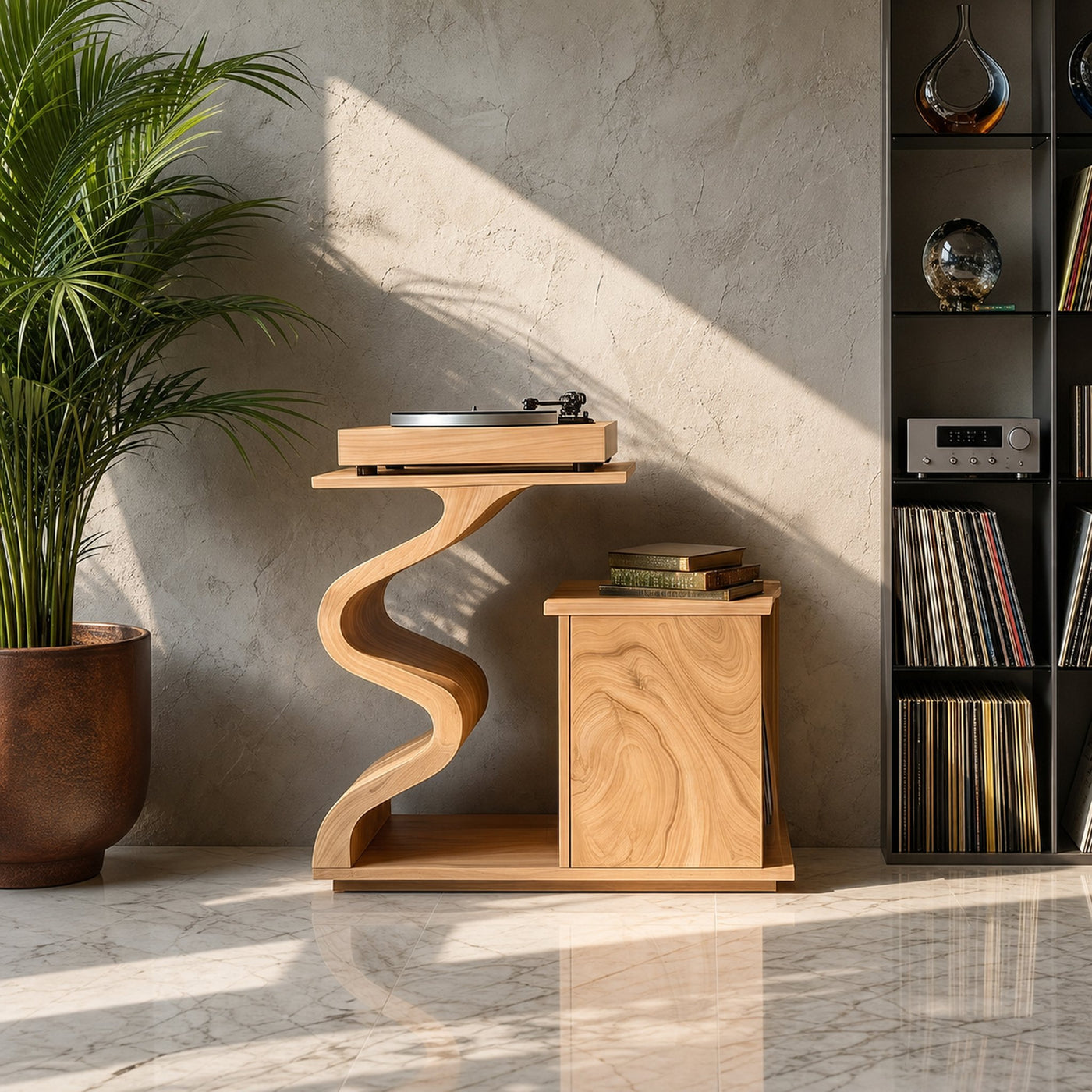 Modern Sculptural Turntable Stand Audio Lounge - product view 5