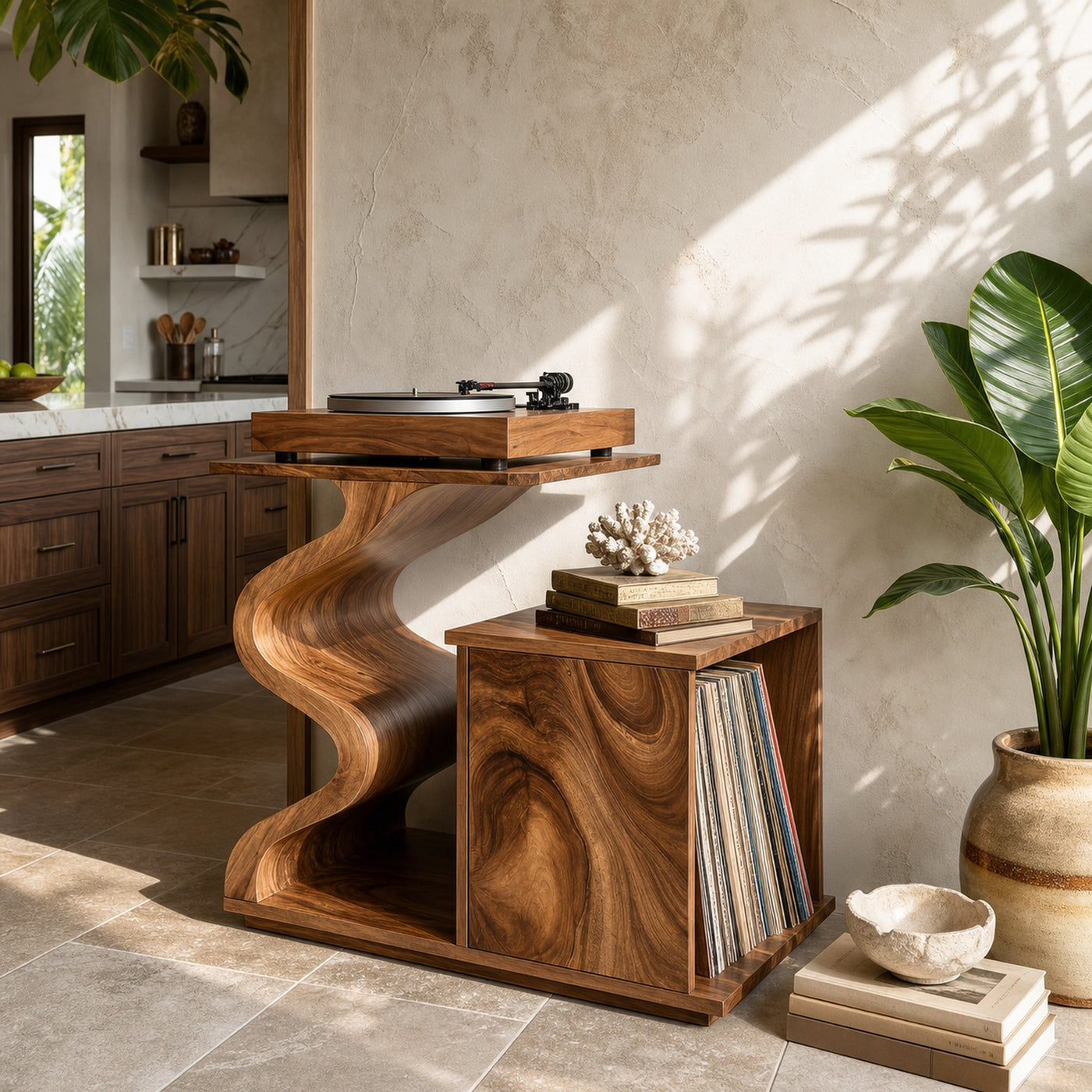 Modern Sculptural Turntable Stand Audio Lounge - product view 6