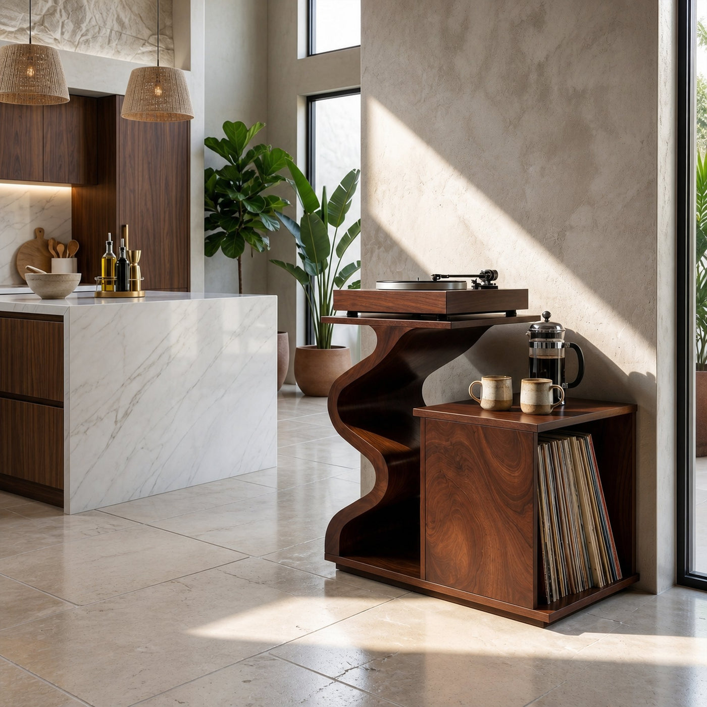 Modern Sculptural Turntable Stand Audio Lounge - product view 7