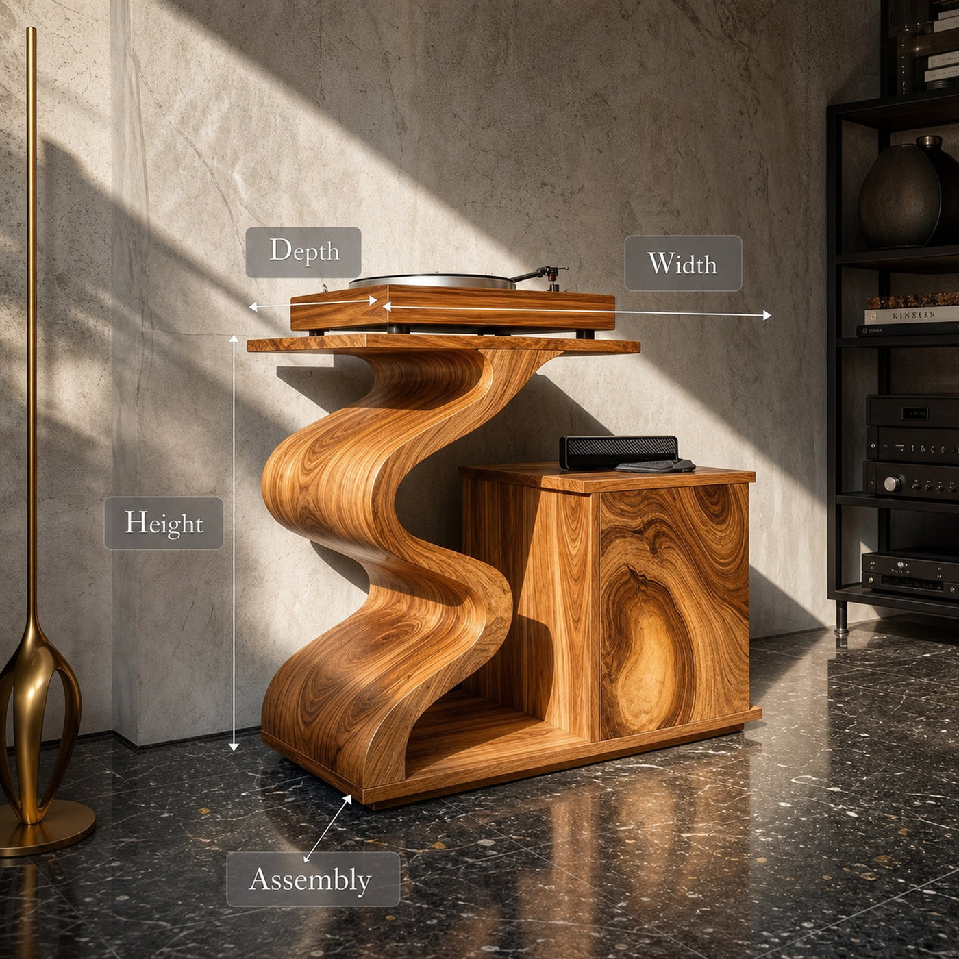 Modern Sculptural Turntable Stand Audio Lounge - product view 8