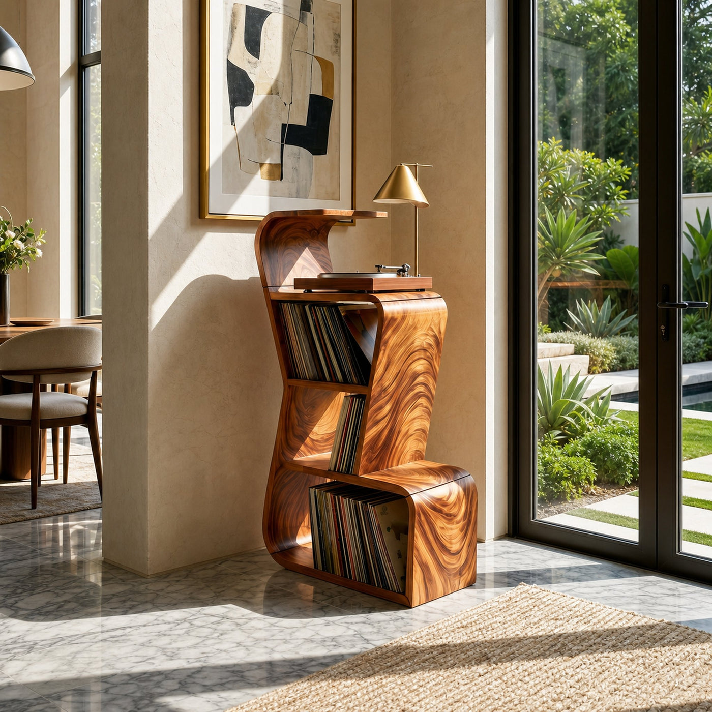 Modern Sculptural Vinyl Record Stand Luxury Residence