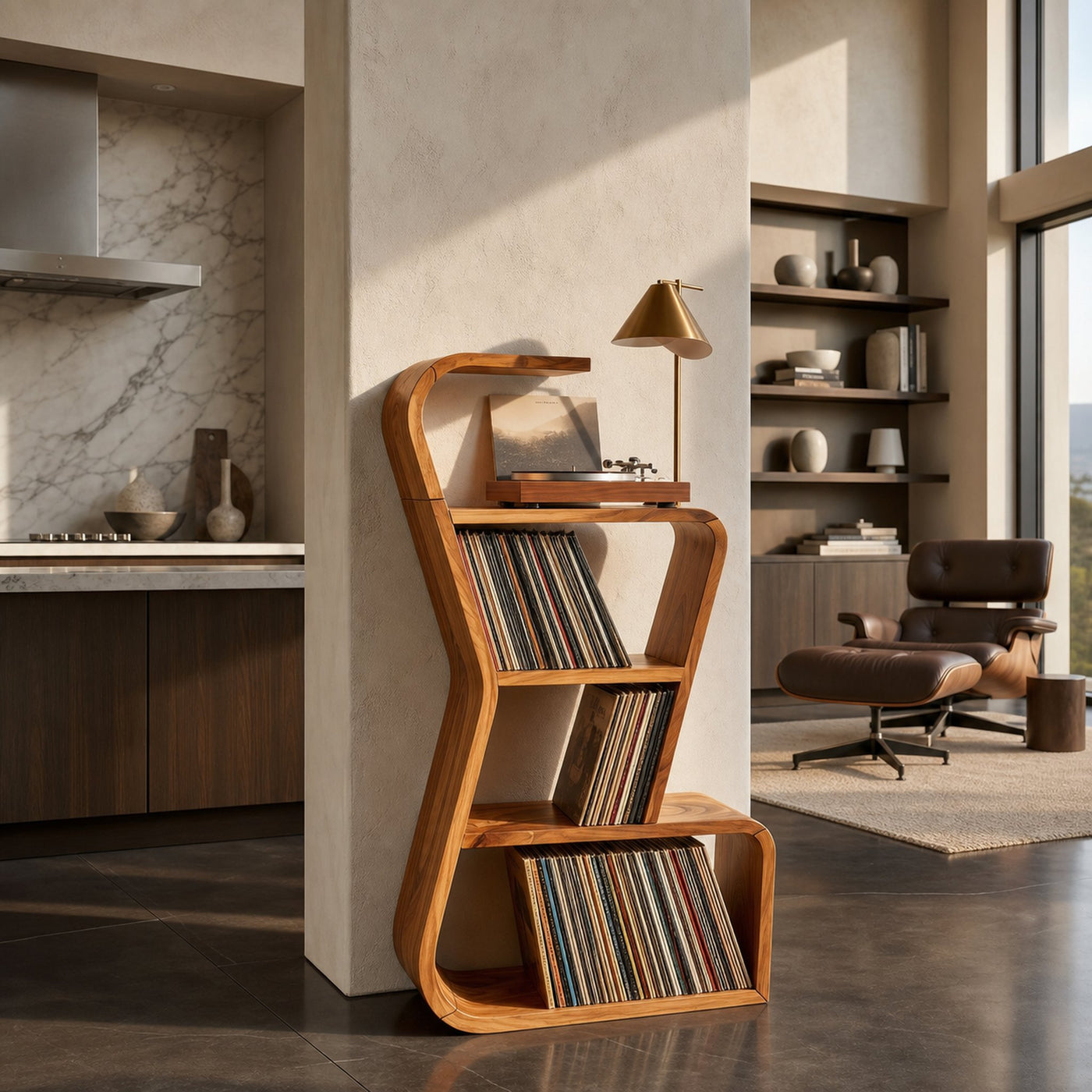 Modern Sculptural Vinyl Record Stand Luxury Residence - product view 3