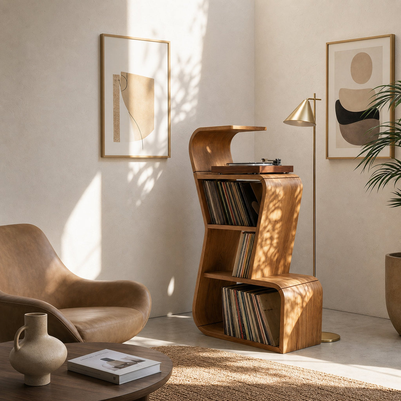 Modern Sculptural Vinyl Record Stand Luxury Residence - product view 5