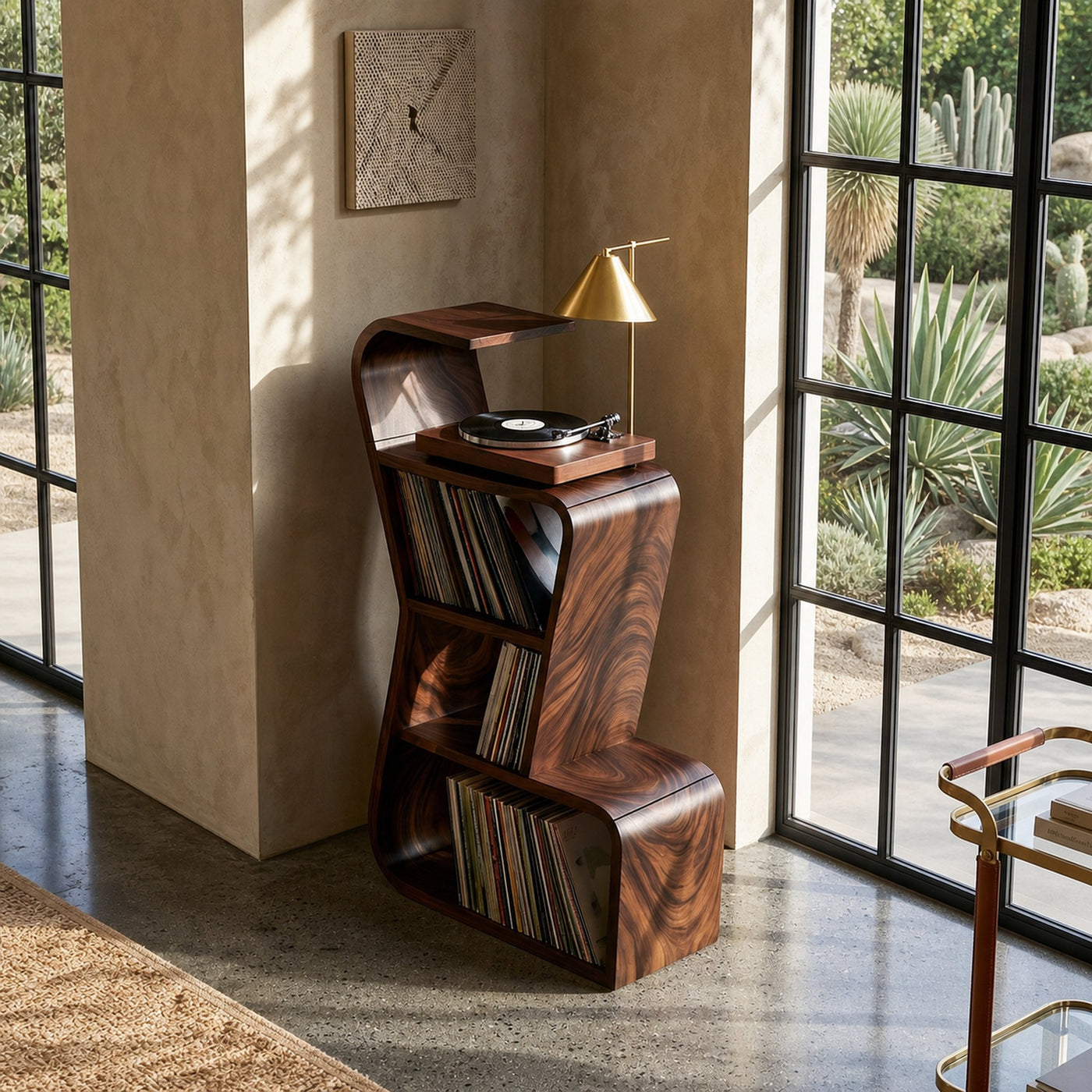 Modern Sculptural Vinyl Record Stand Luxury Residence - product view 7