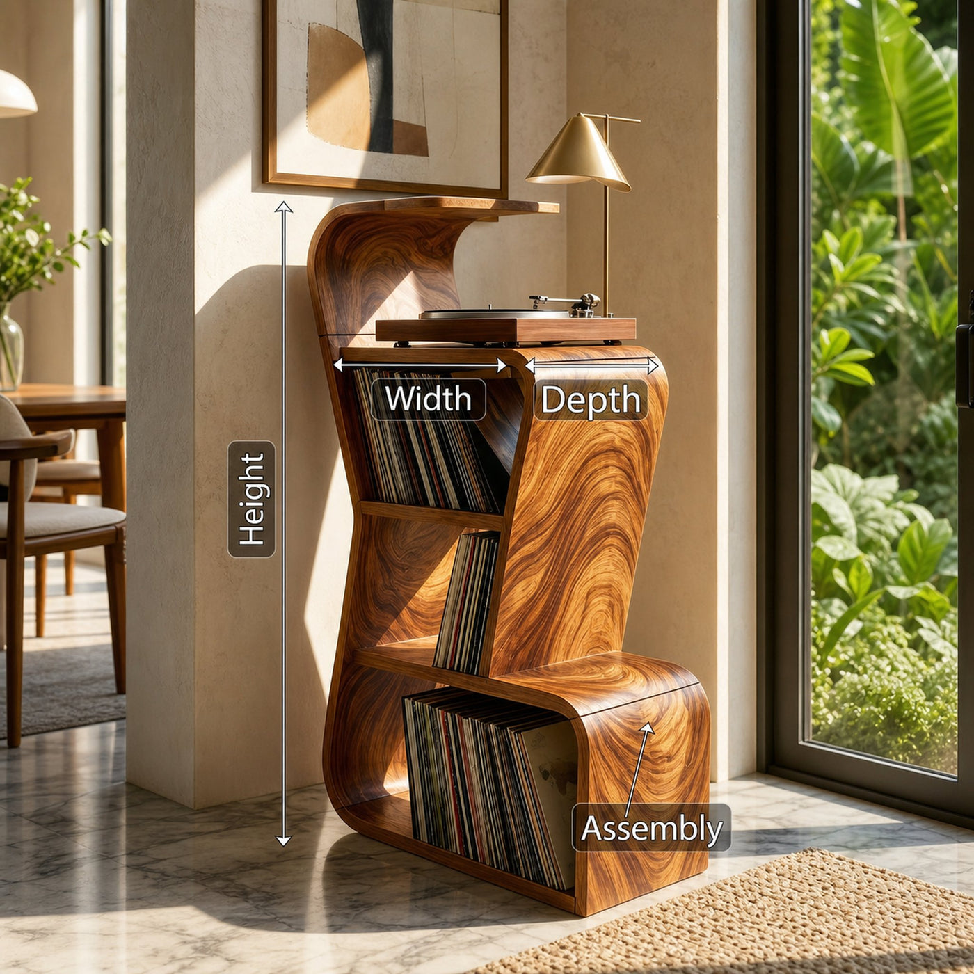 Modern Sculptural Vinyl Record Stand Luxury Residence - product view 8
