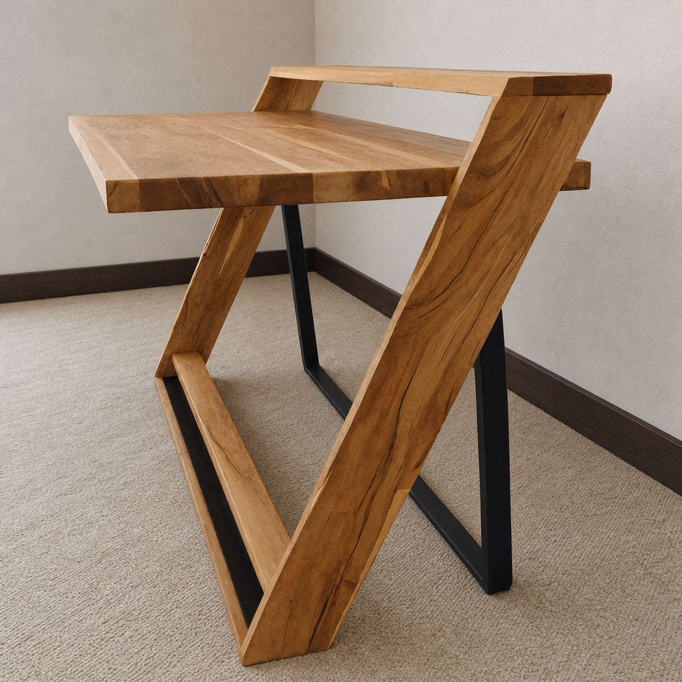 Modern Sculptural Wood Desk With Z Frame For Home Office Or Studio - product view 2