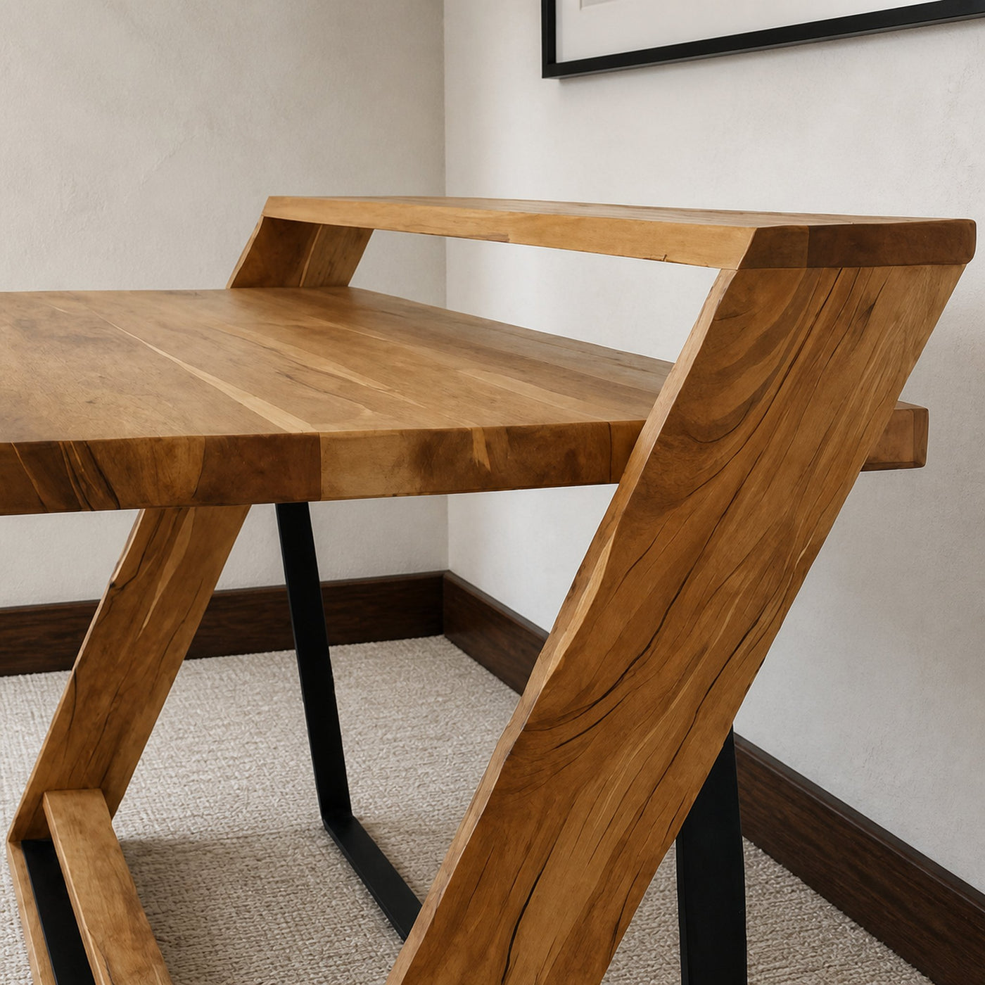 Modern Sculptural Wood Desk With Z Frame For Home Office Or Studio - product view 4