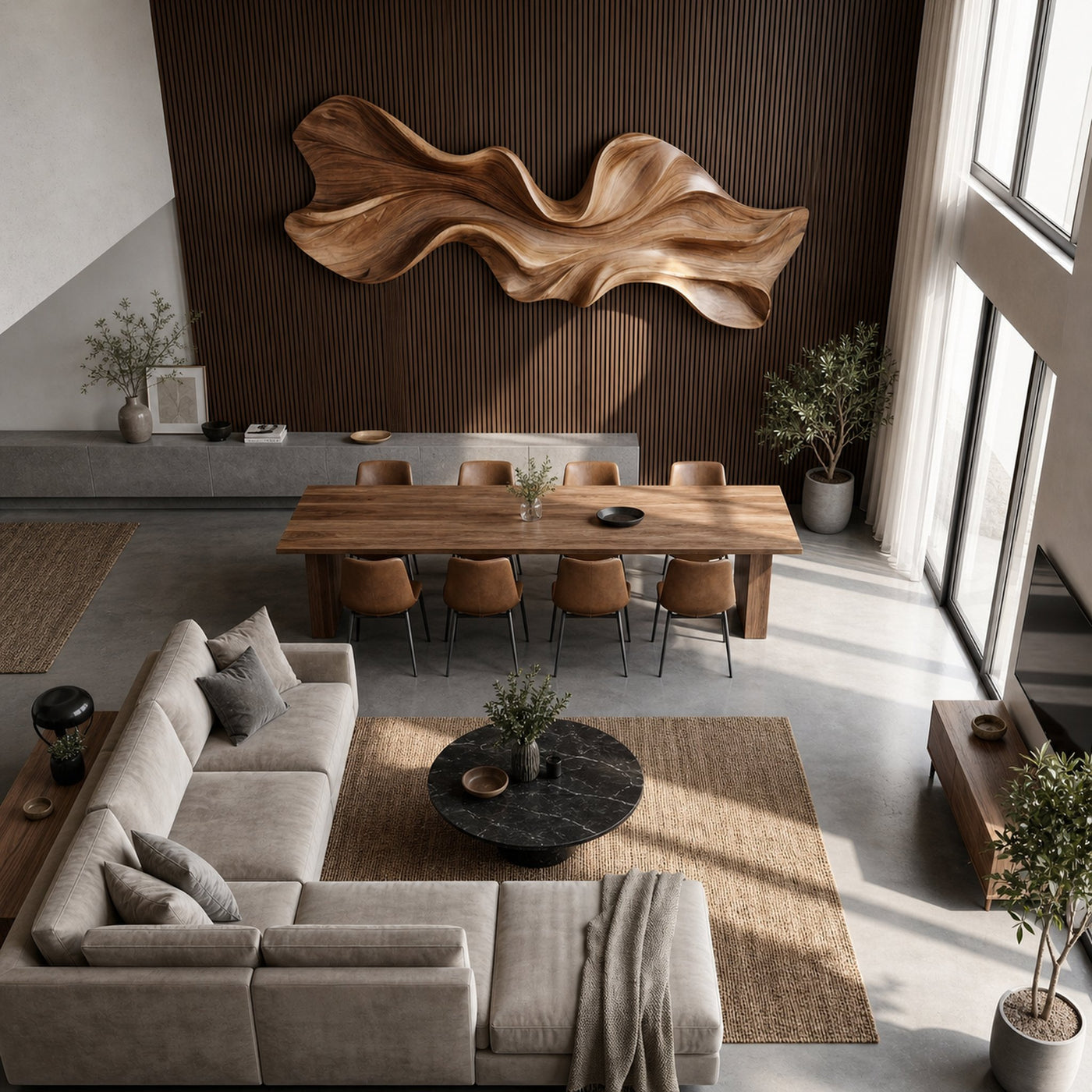 Modern Sculptural Wood Wall Decor For Living Room And Office Space - product view 2