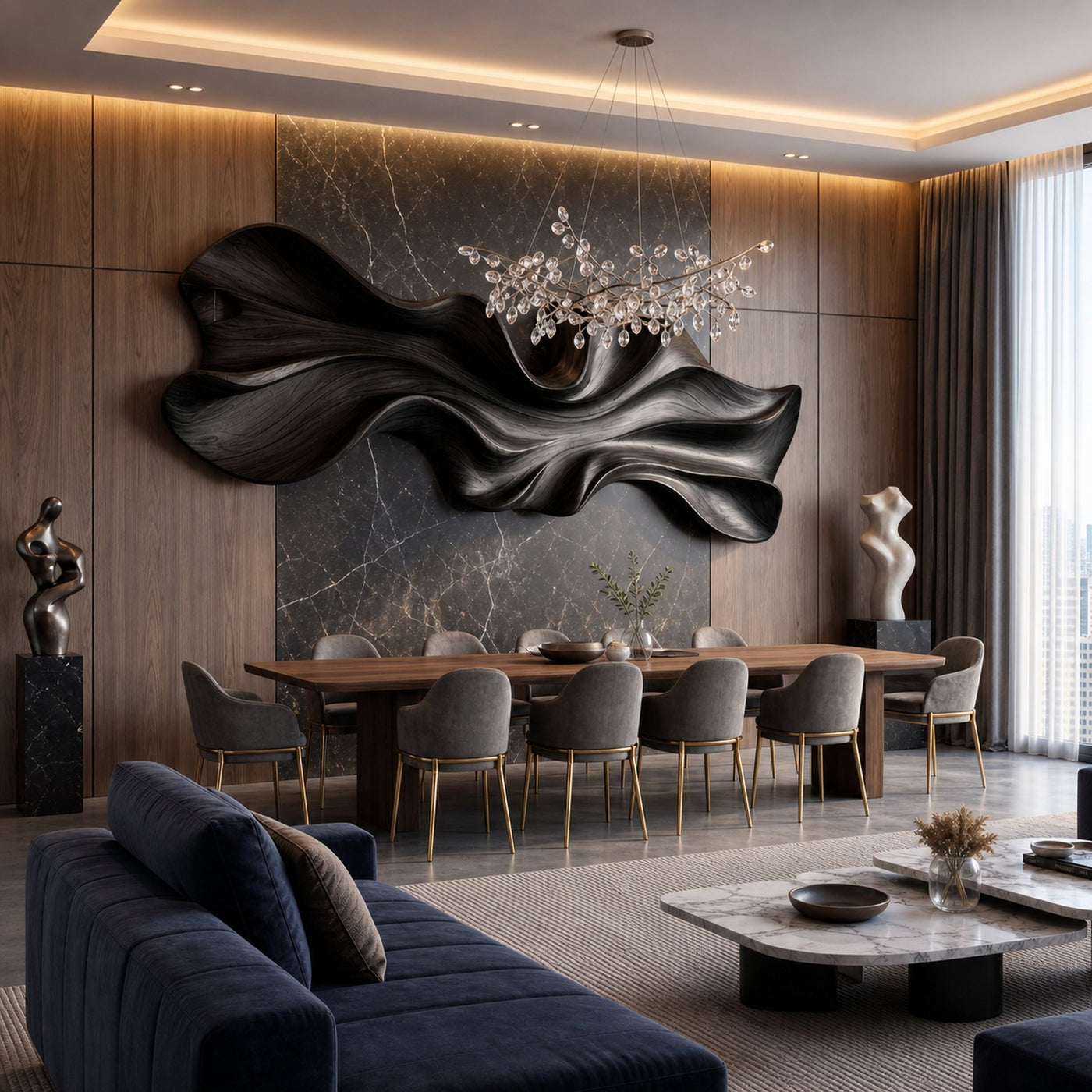 Modern Sculptural Wood Wall Decor For Living Room And Office Space - product view 3