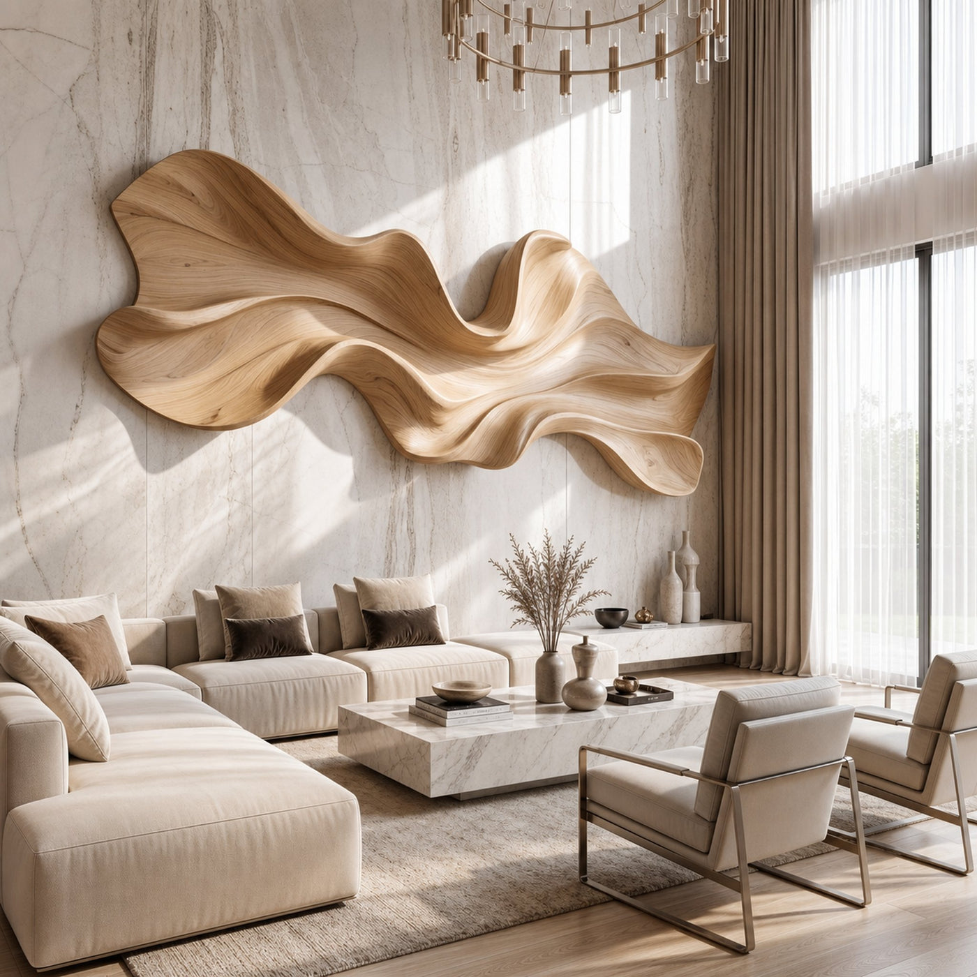 Modern Sculptural Wood Wall Decor For Living Room And Office Space - product view 4