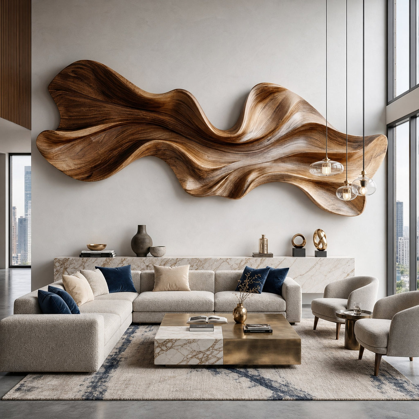 Modern Sculptural Wood Wall Decor For Living Room And Office Space - product view 5