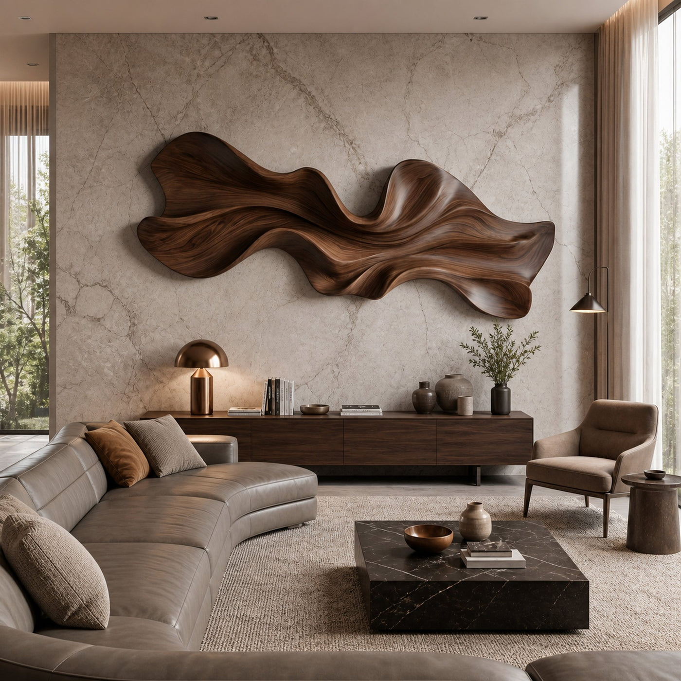 Modern Sculptural Wood Wall Decor For Living Room And Office Space - product view 6