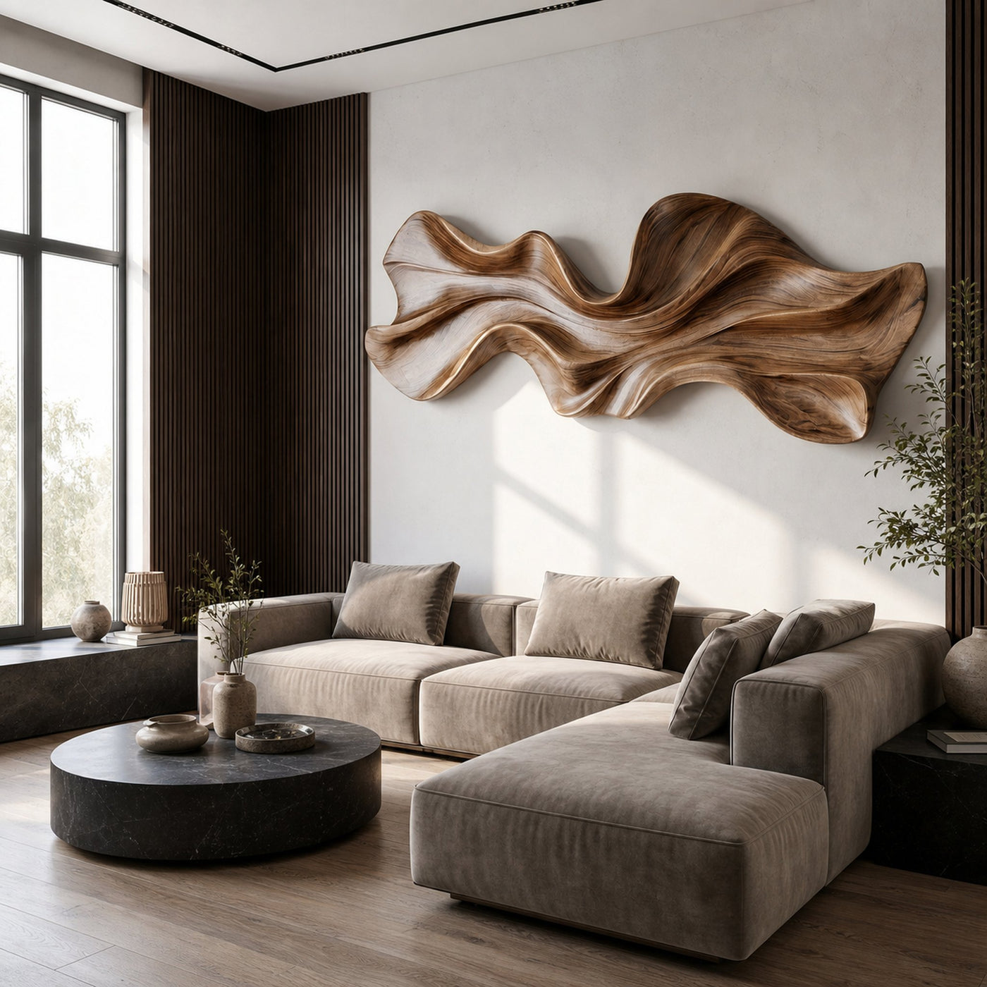 Modern Sculptural Wood Wall Decor For Living Room And Office Space - product view 7