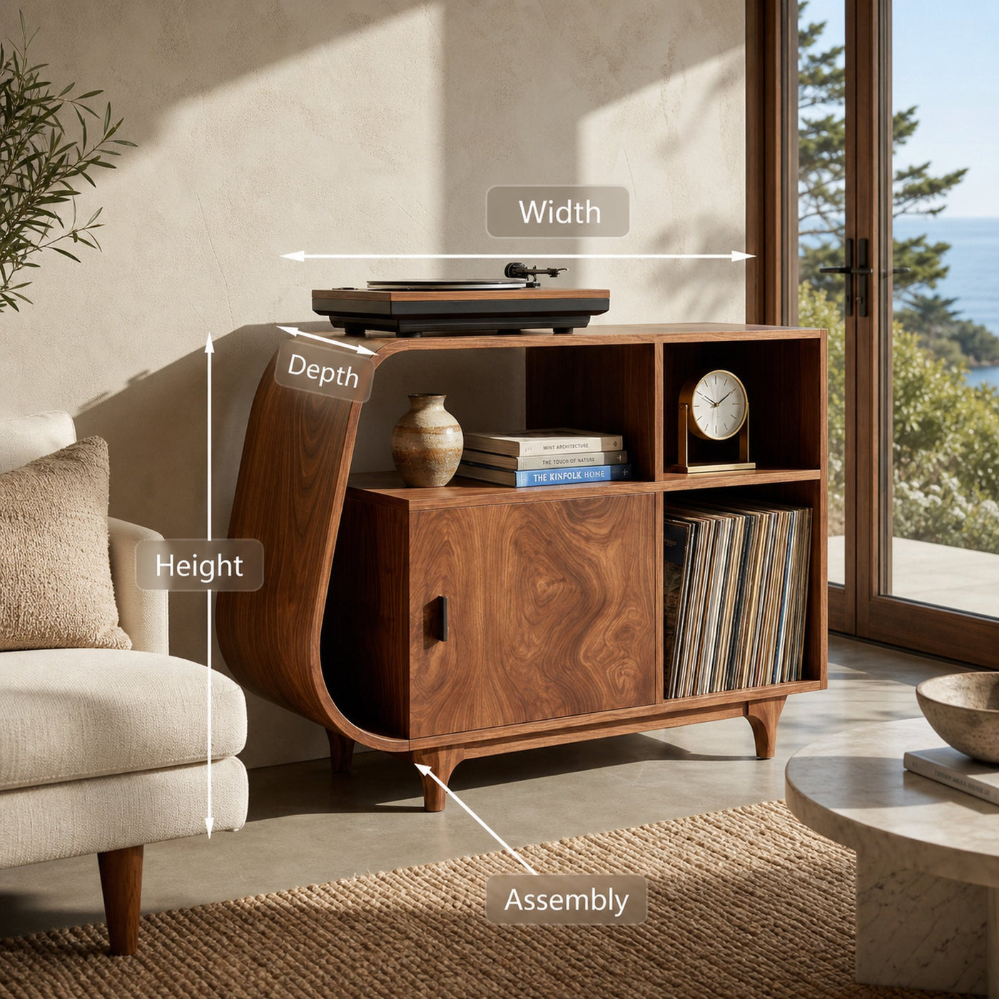 Modern Sculptural Wooden Stand Record Cabinet For Living Room - product view 8