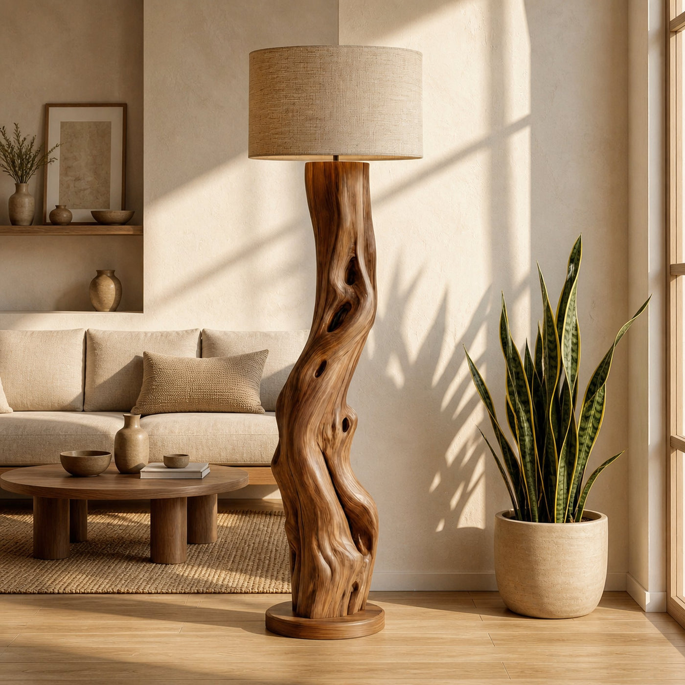 Modern Sculptural Wooden Standing Lamp For Bedroom And Corner - product view 4