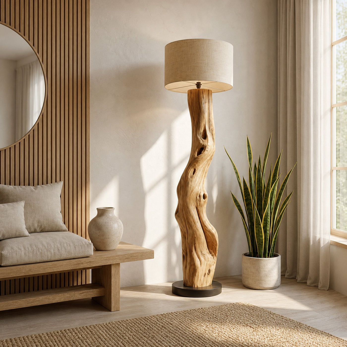 Modern Sculptural Wooden Standing Lamp For Bedroom And Corner - product view 5