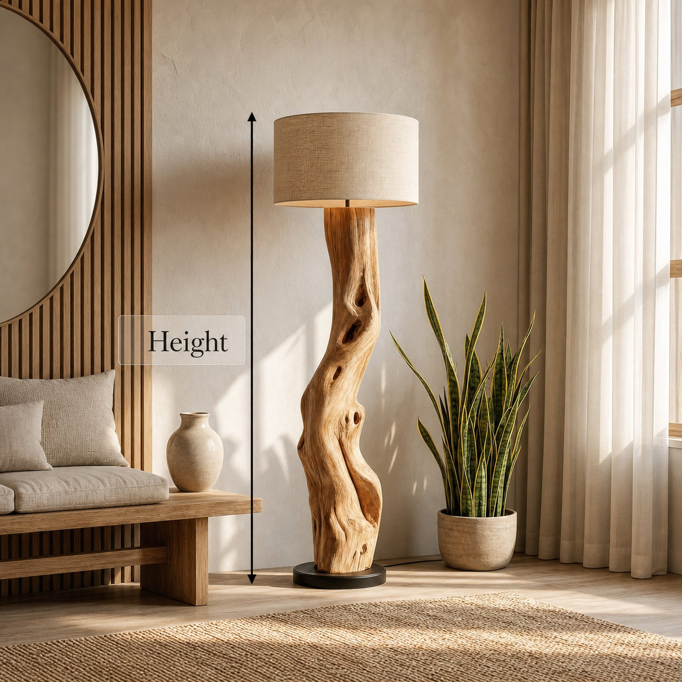 Modern Sculptural Wooden Standing Lamp For Bedroom And Corner - product view 6