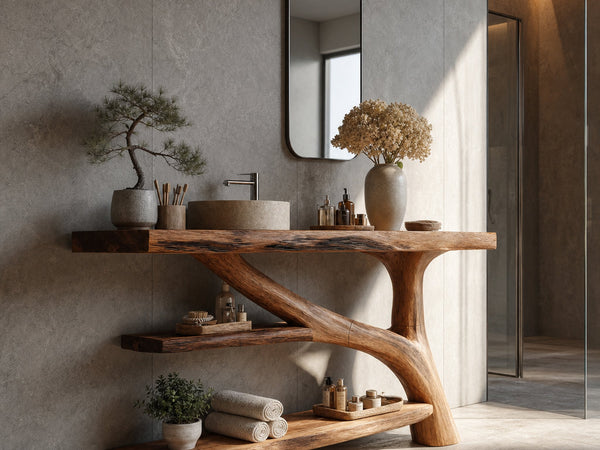 Modern Solid Wood Bathroom Vanity For Modern Rustic Furniture Decor